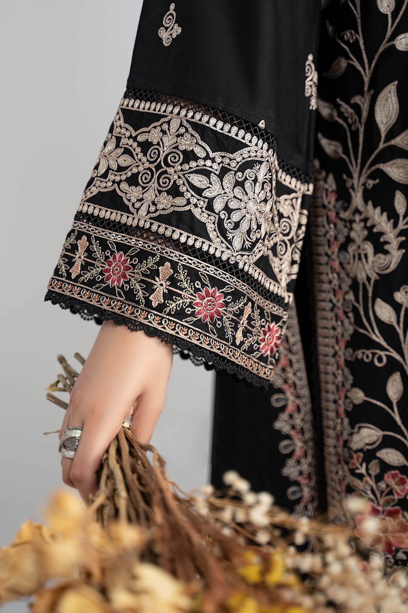3 Piece Embroidered Linen Suit