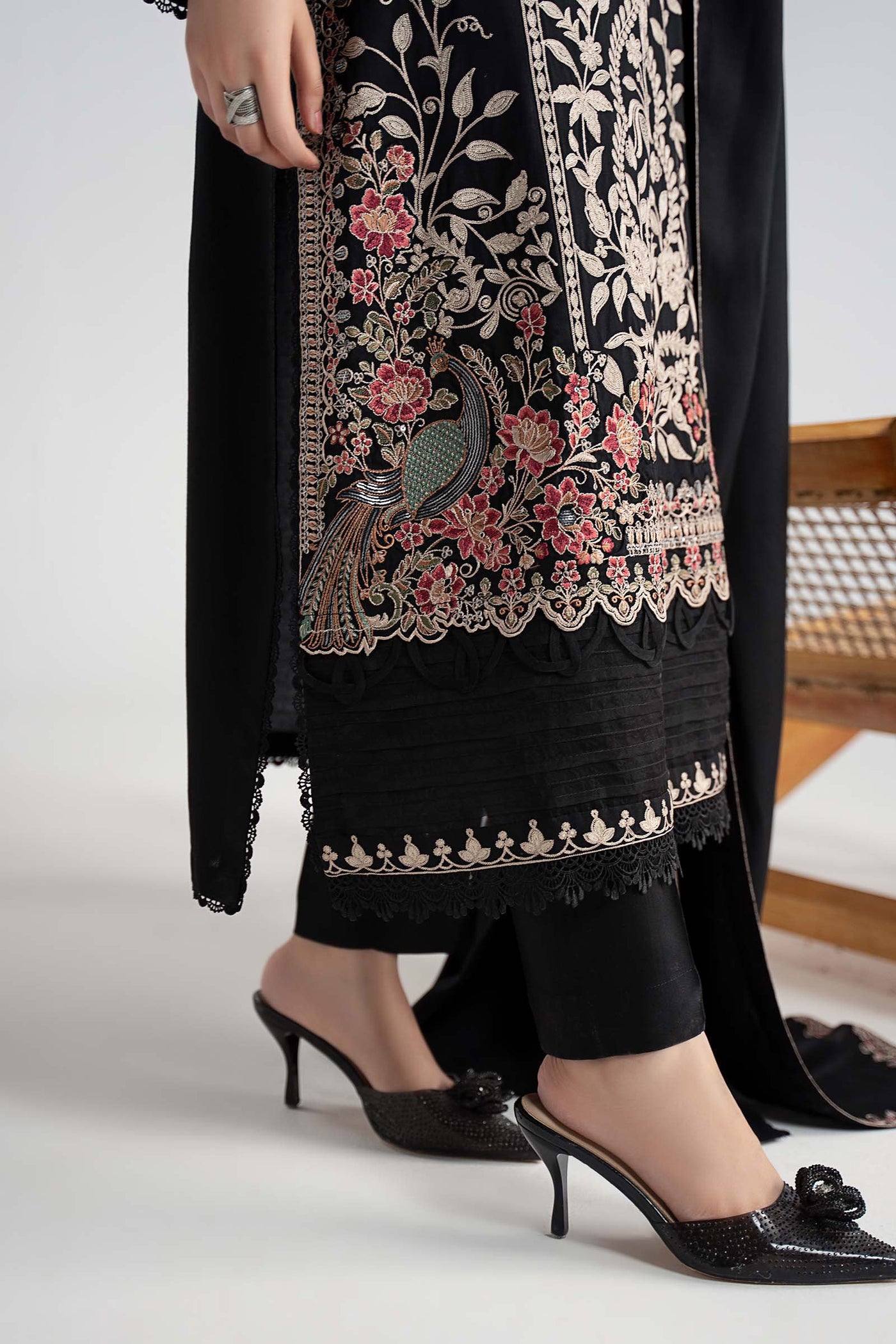 3 Piece Embroidered Linen Suit