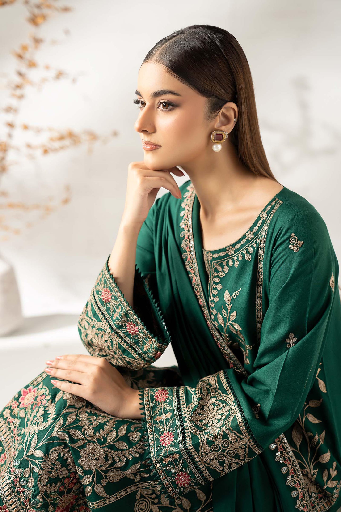 3 Piece Embroidered Linen Suit