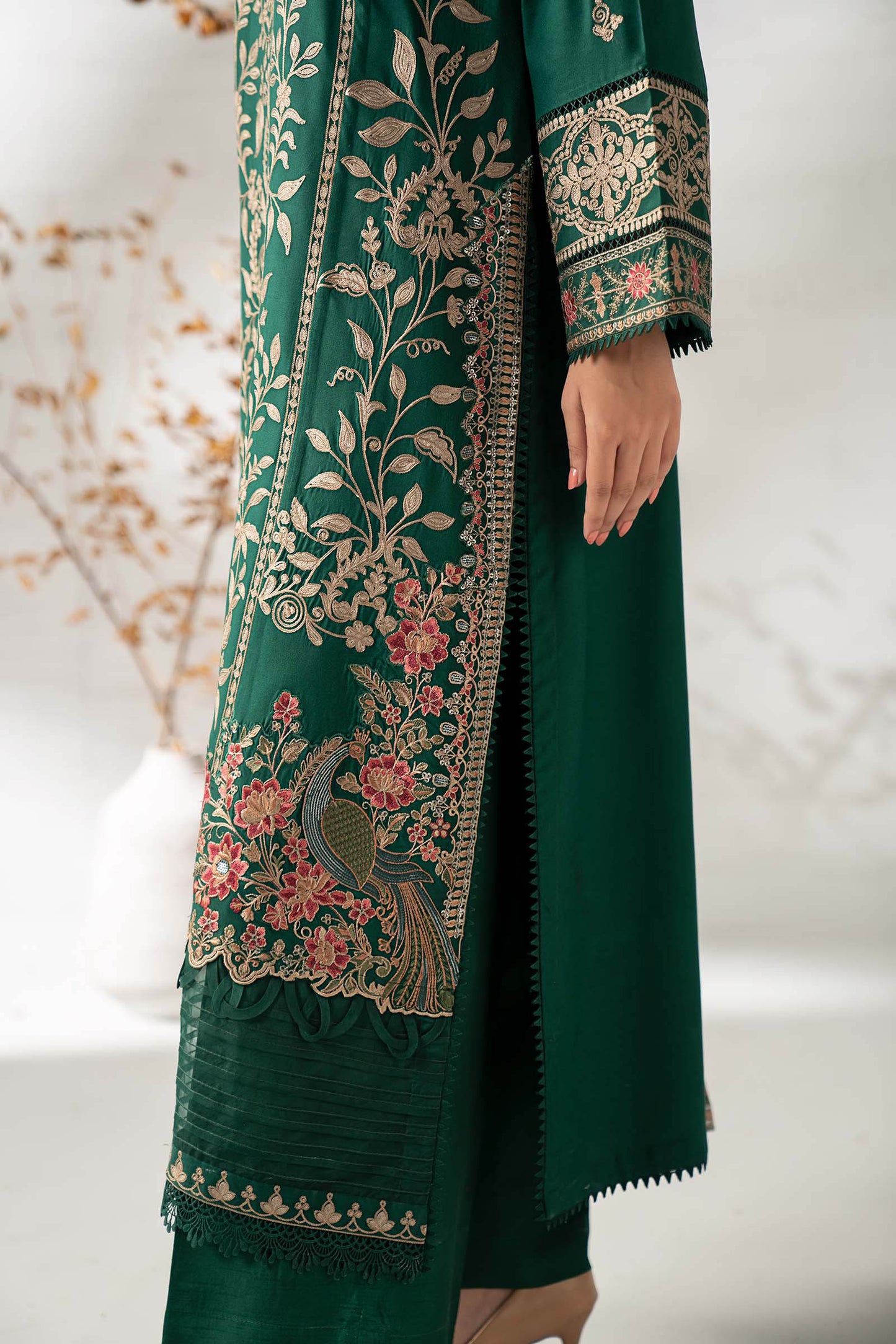 3 Piece Embroidered Linen Suit