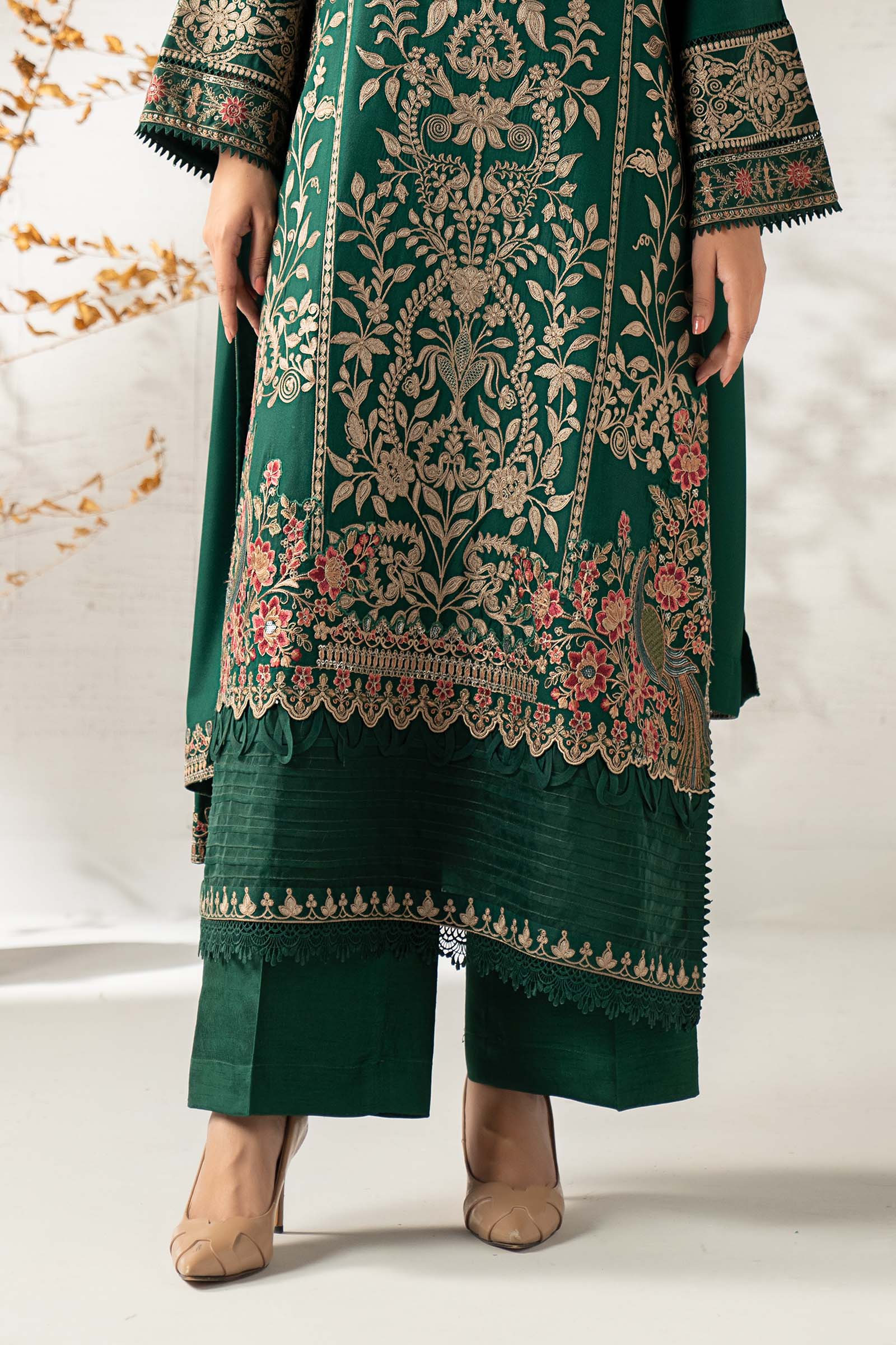 3 Piece Embroidered Linen Suit