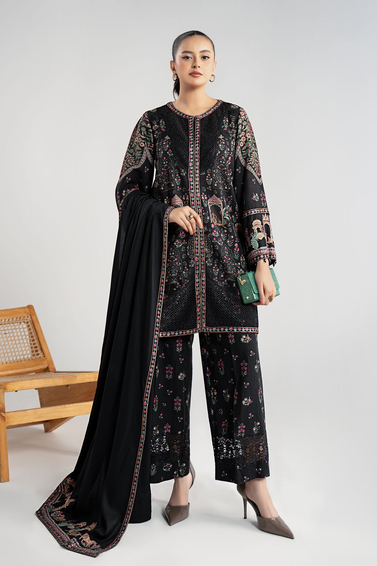 3 Piece Embroidered Khaddar Suit