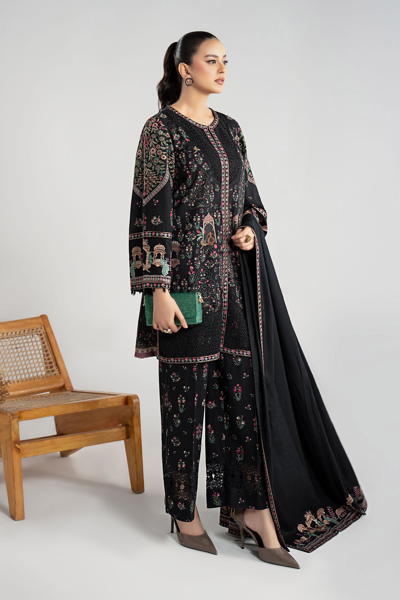 3 Piece Embroidered Khaddar Suit