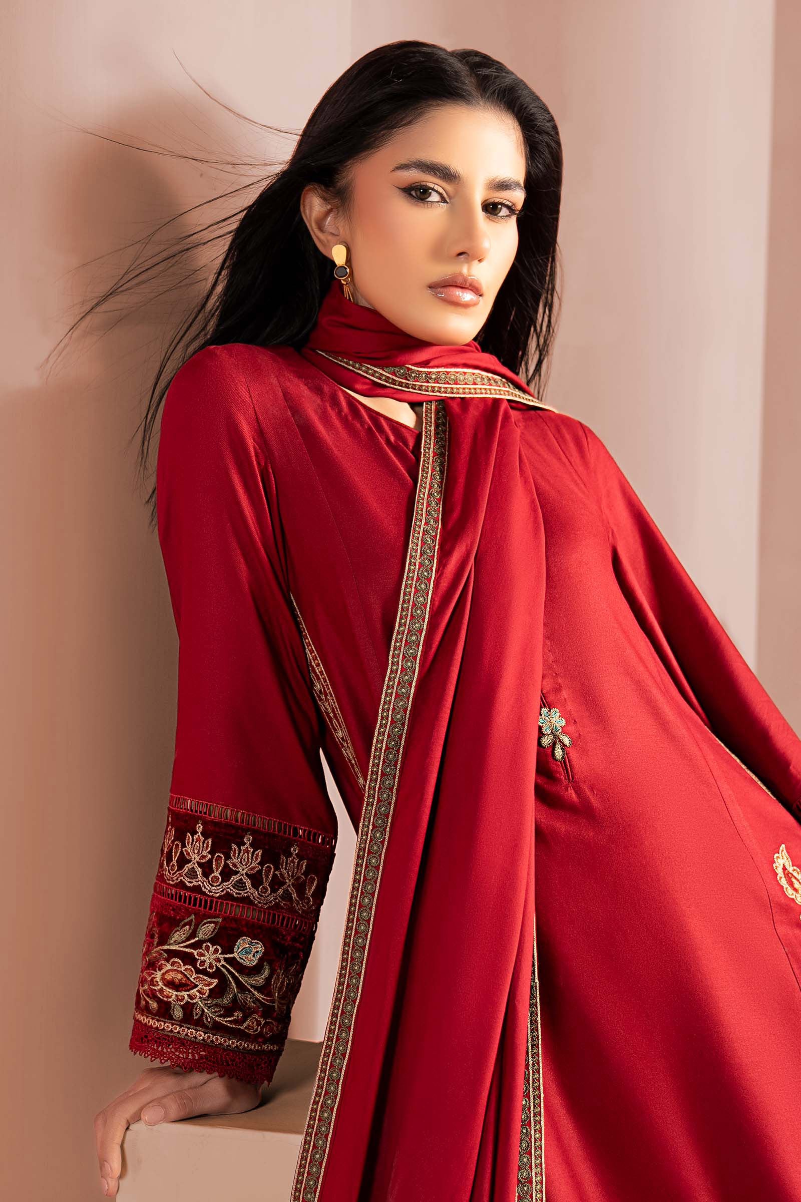 3 Piece Embroidered Marina Suit