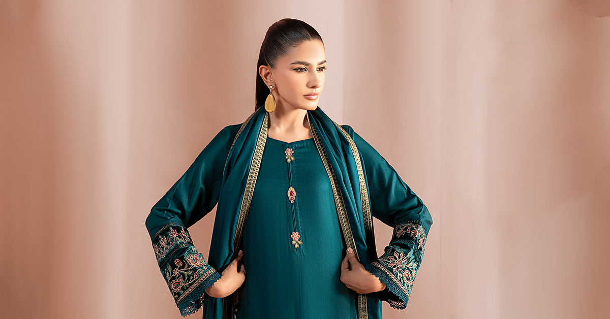 3 Piece Embroidered Marina Suit