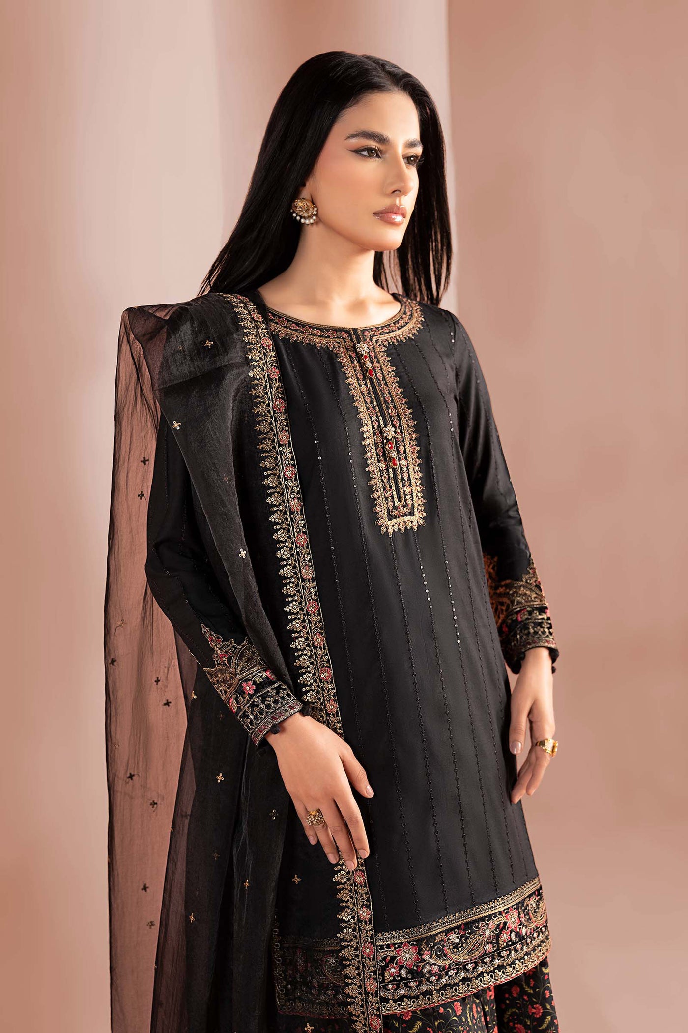 3 Piece Embroidered Linen Suit