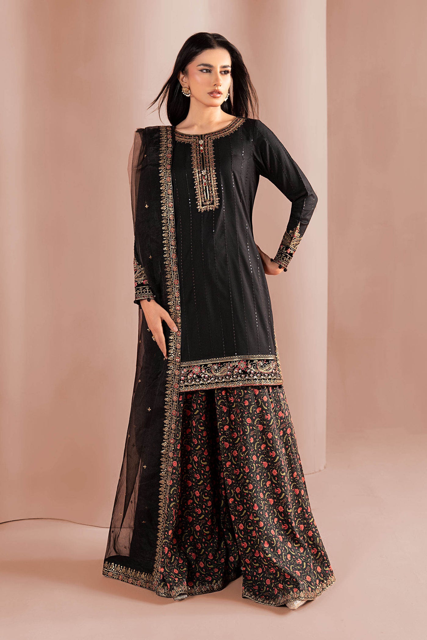 3 Piece Embroidered Linen Suit