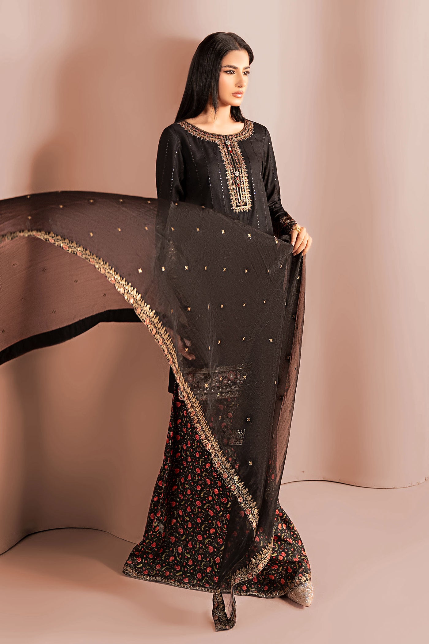 3 Piece Embroidered Linen Suit