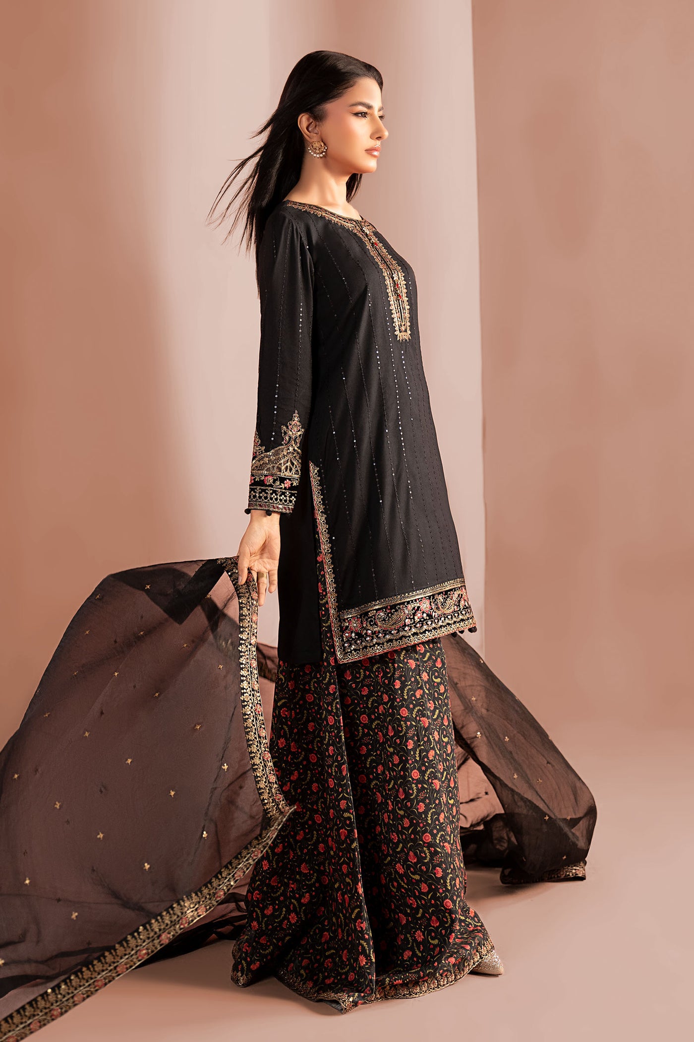 3 Piece Embroidered Linen Suit