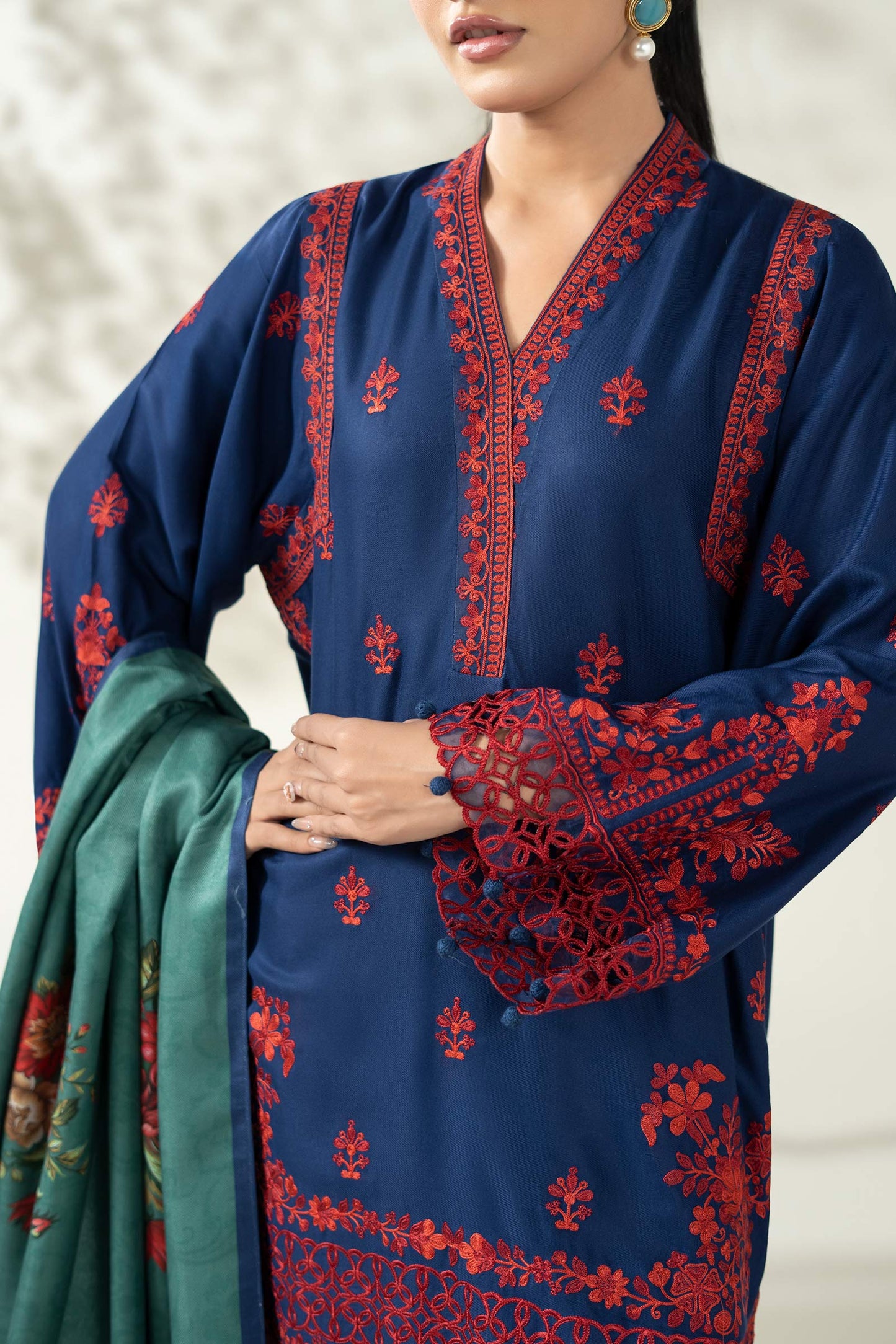 3 Piece Embroidered Marina Suit