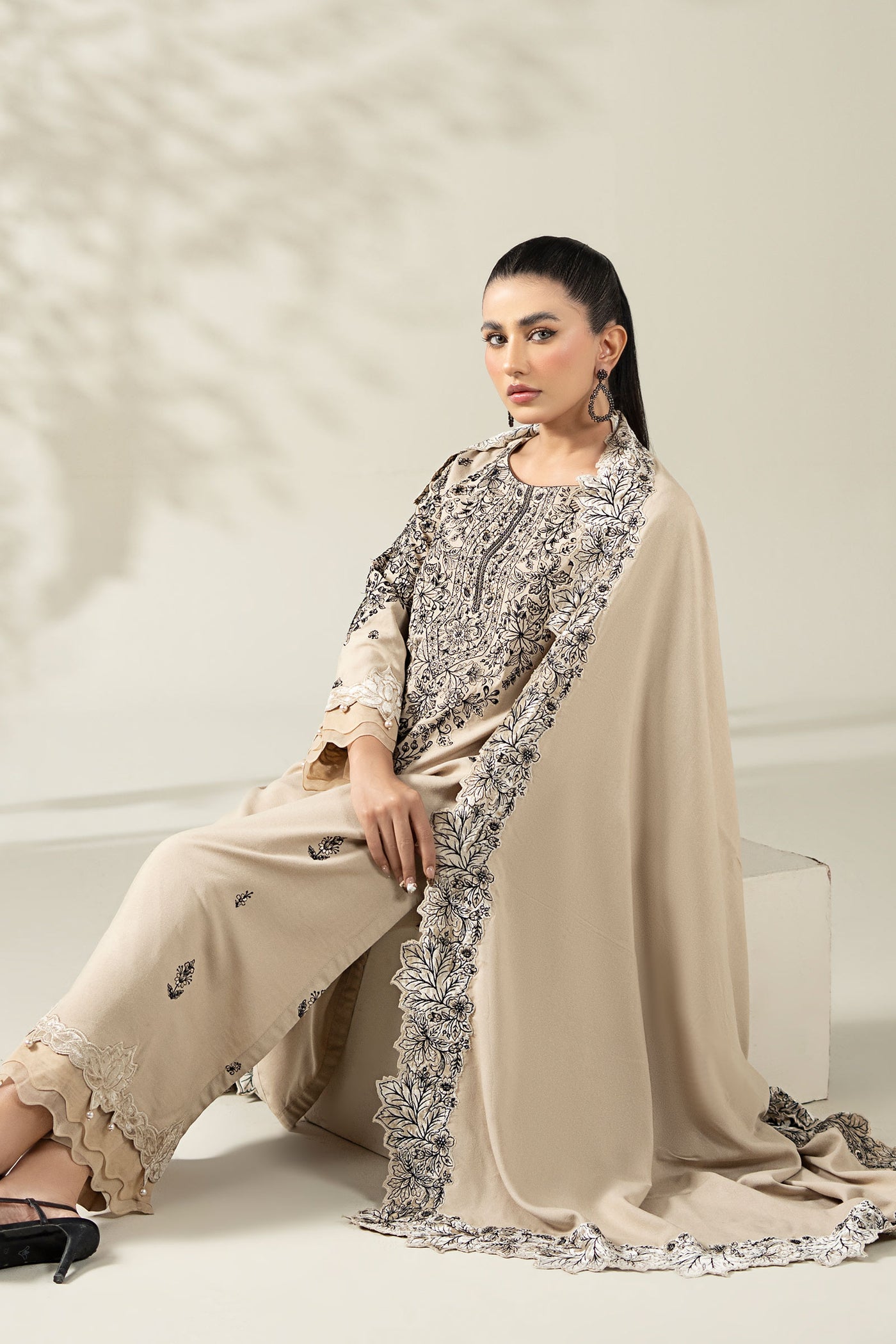 3 Piece Embroidered Karandi Suit