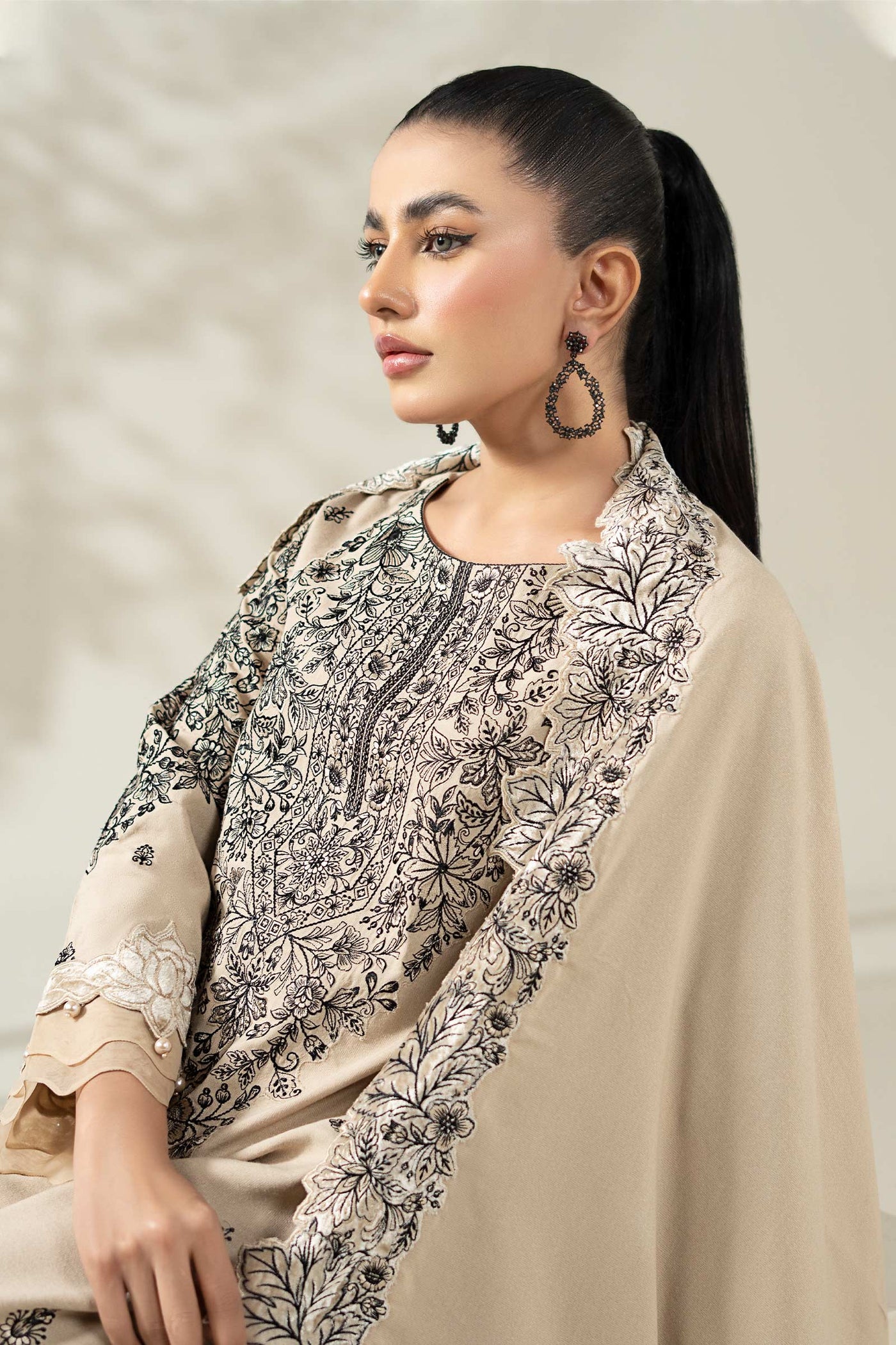3 Piece Embroidered Karandi Suit