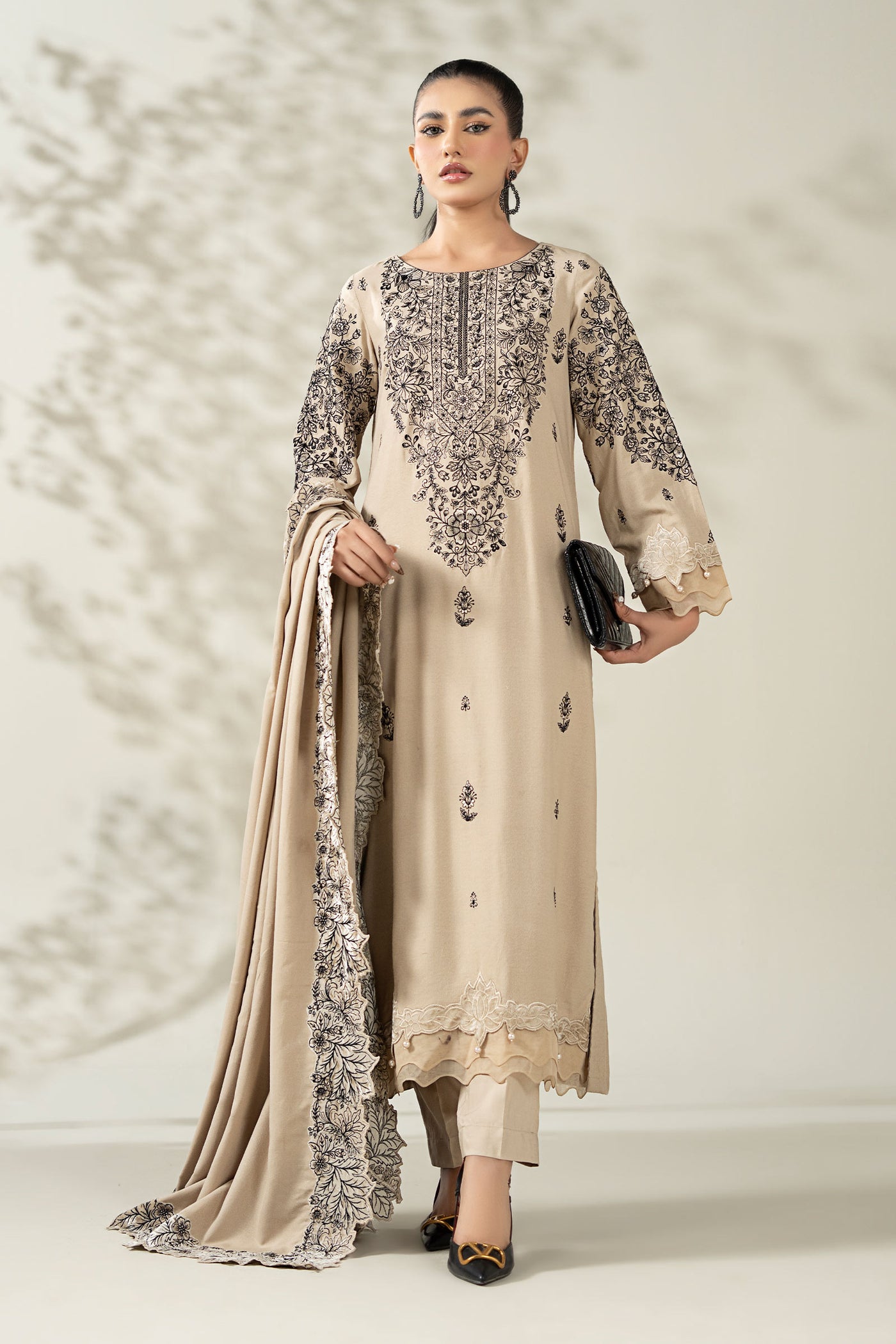 3 Piece Embroidered Karandi Suit