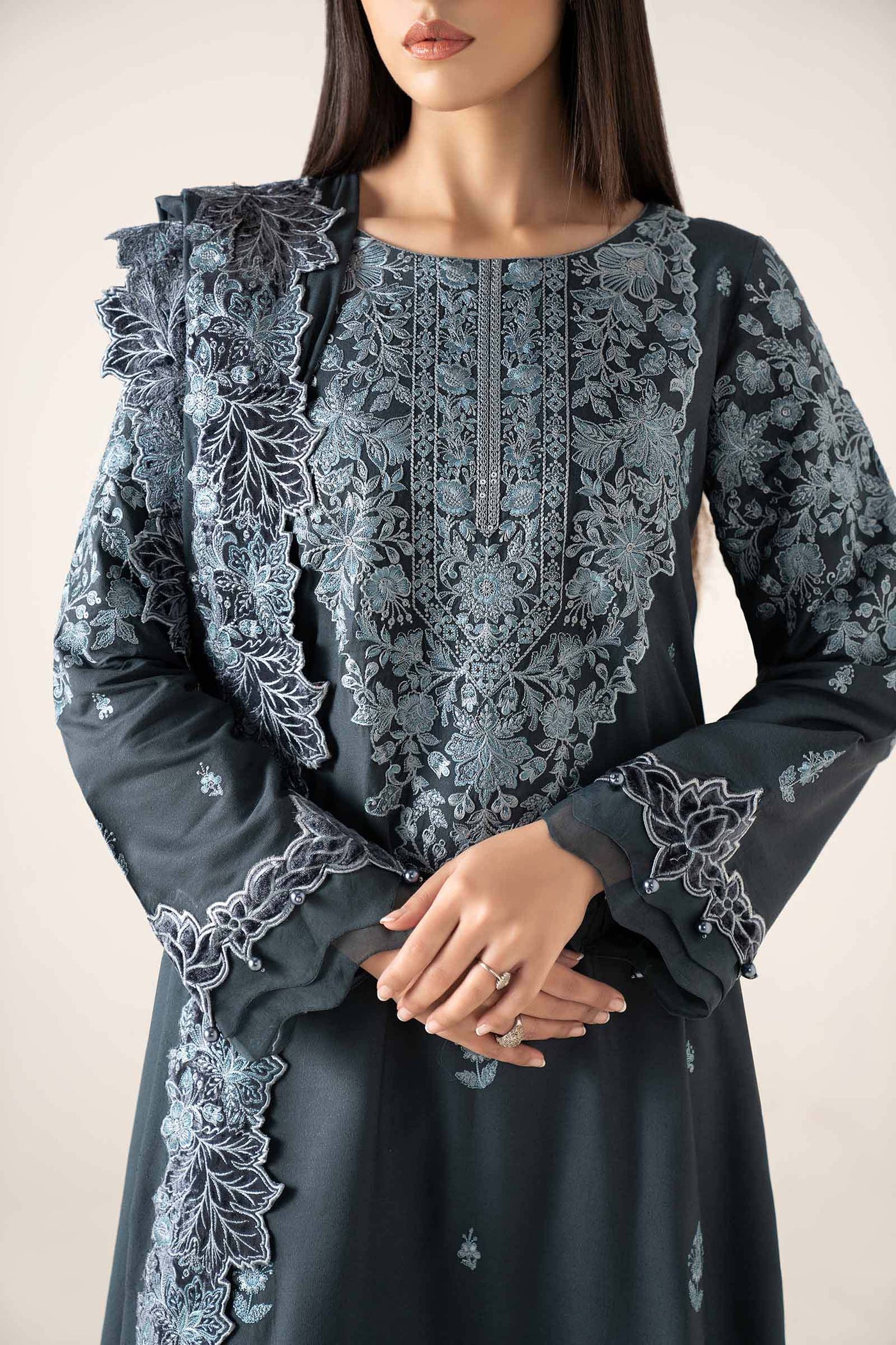 3 Piece Embroidered Karandi Suit