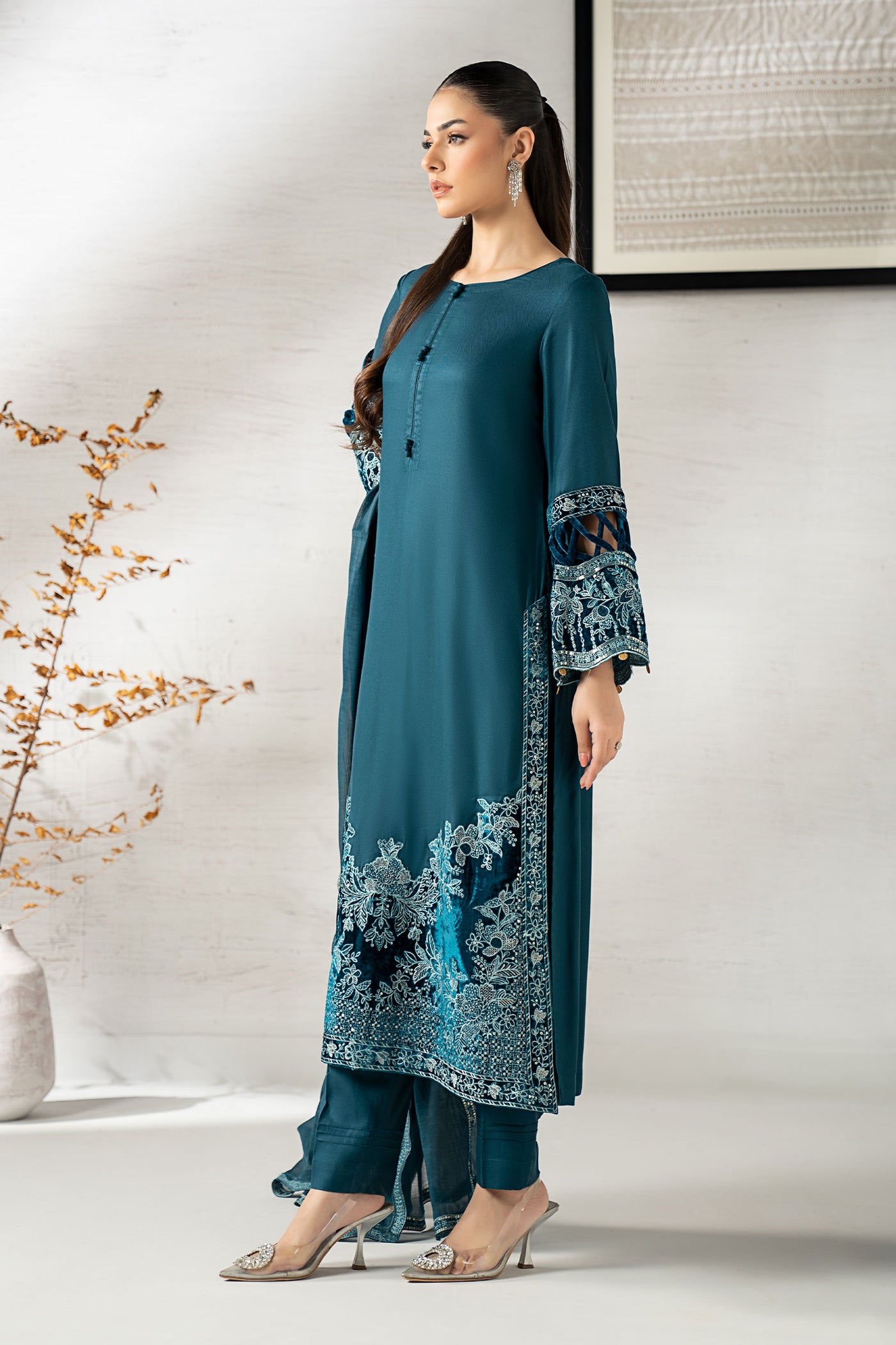3 Piece Embroidered Marina Suit