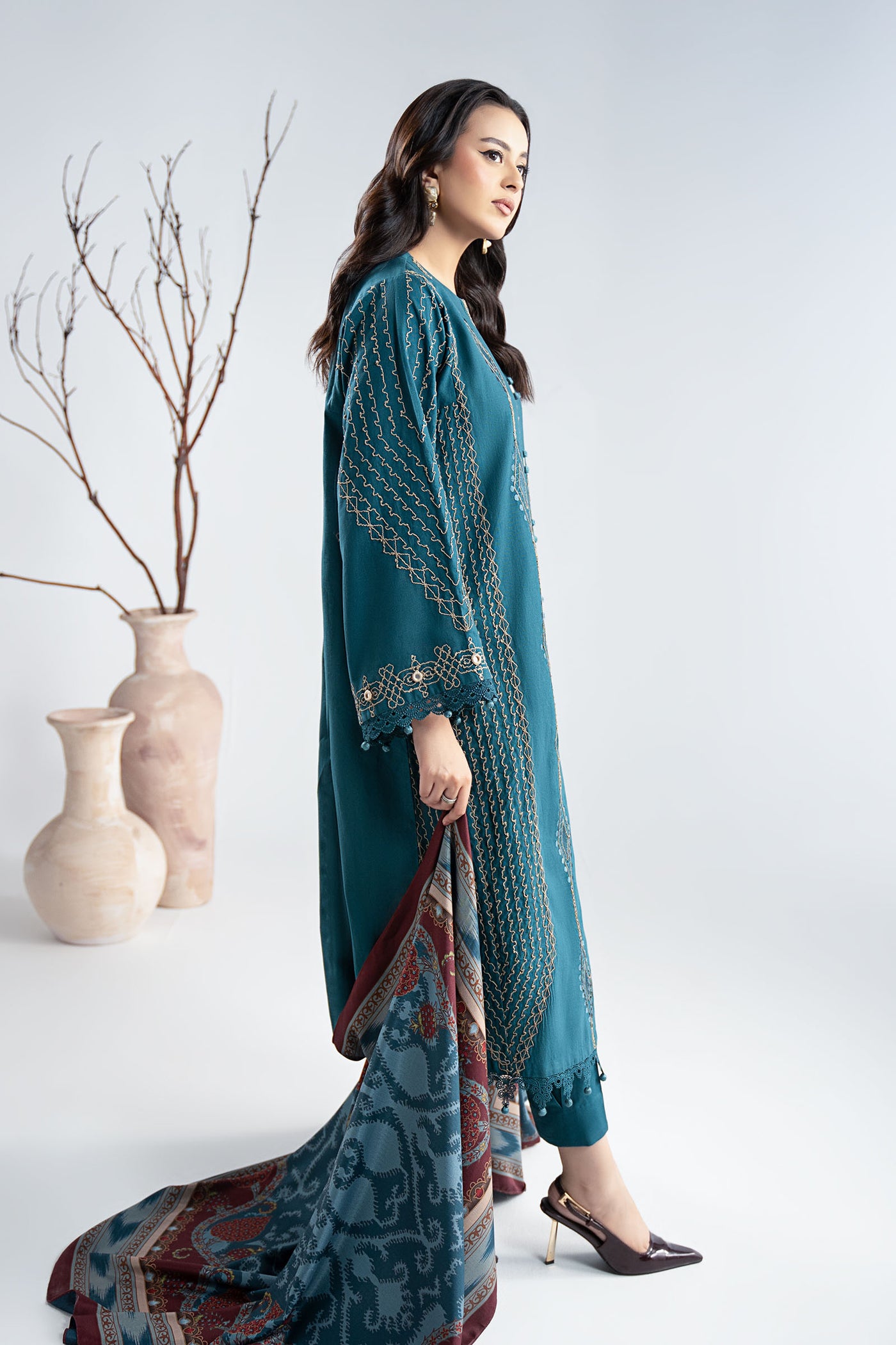 3 Piece Embroidered Khaddar Suit