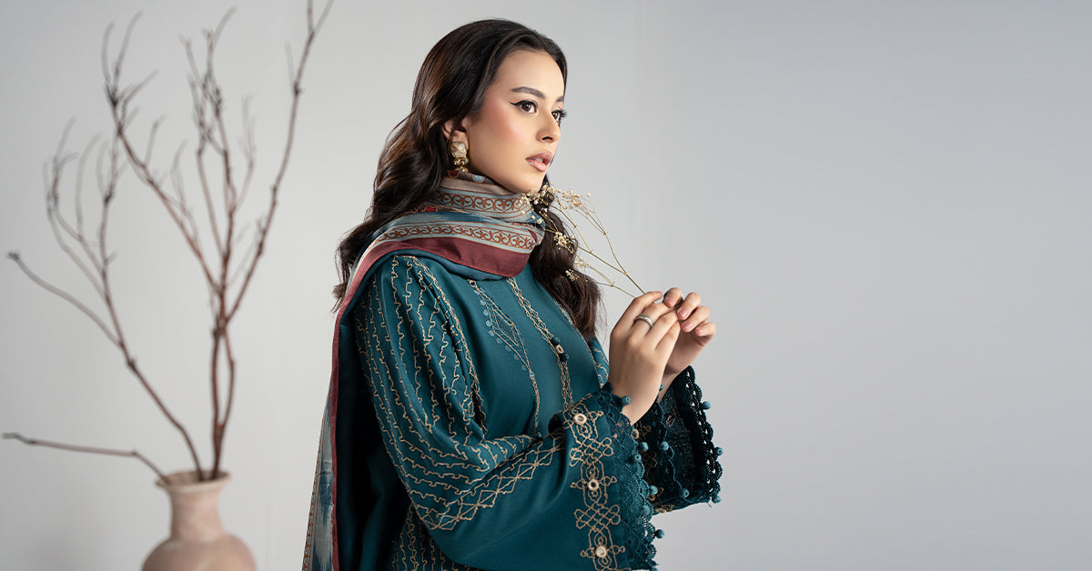 3 Piece Embroidered Khaddar Suit