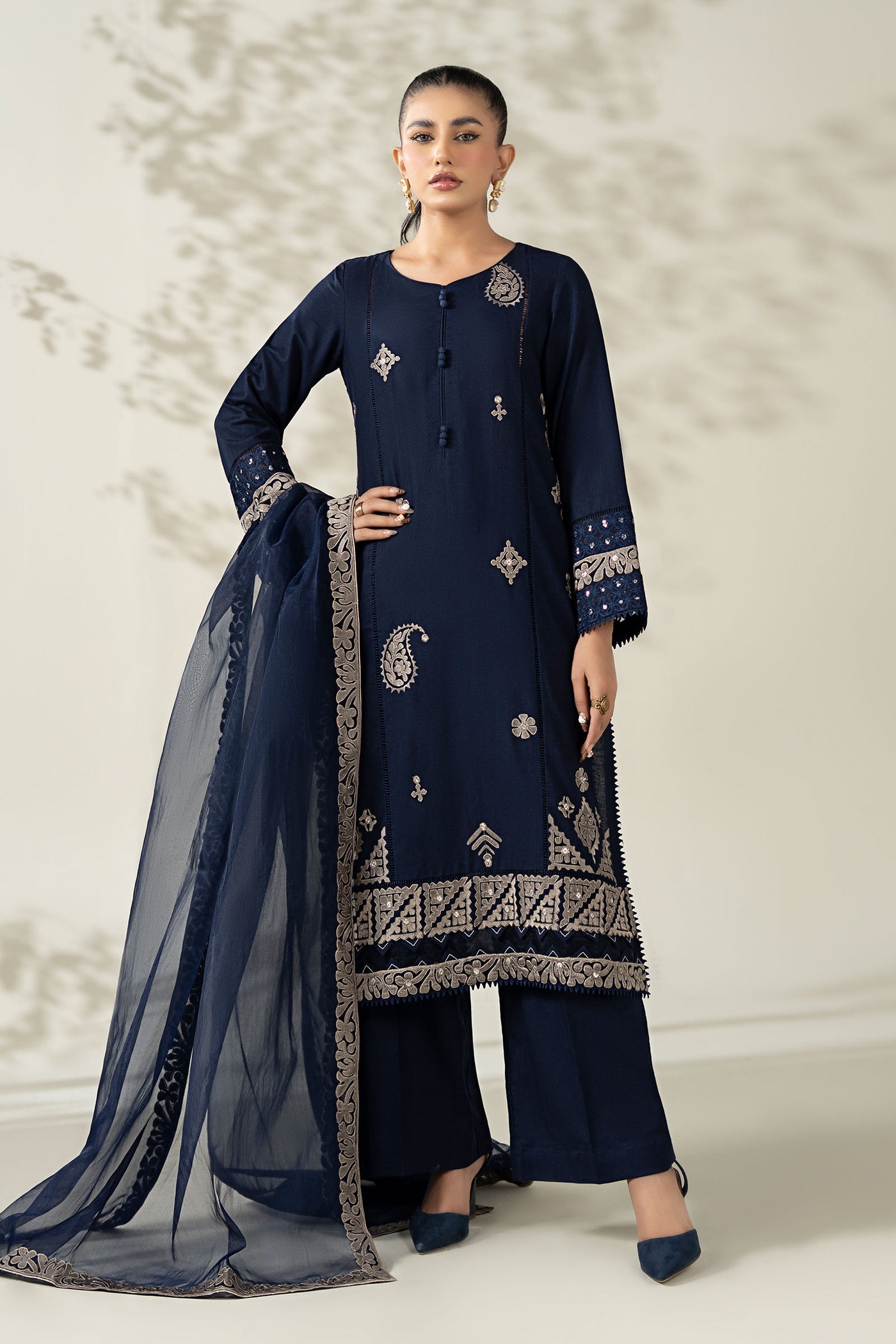 3 Piece Embroidered Marina Suit