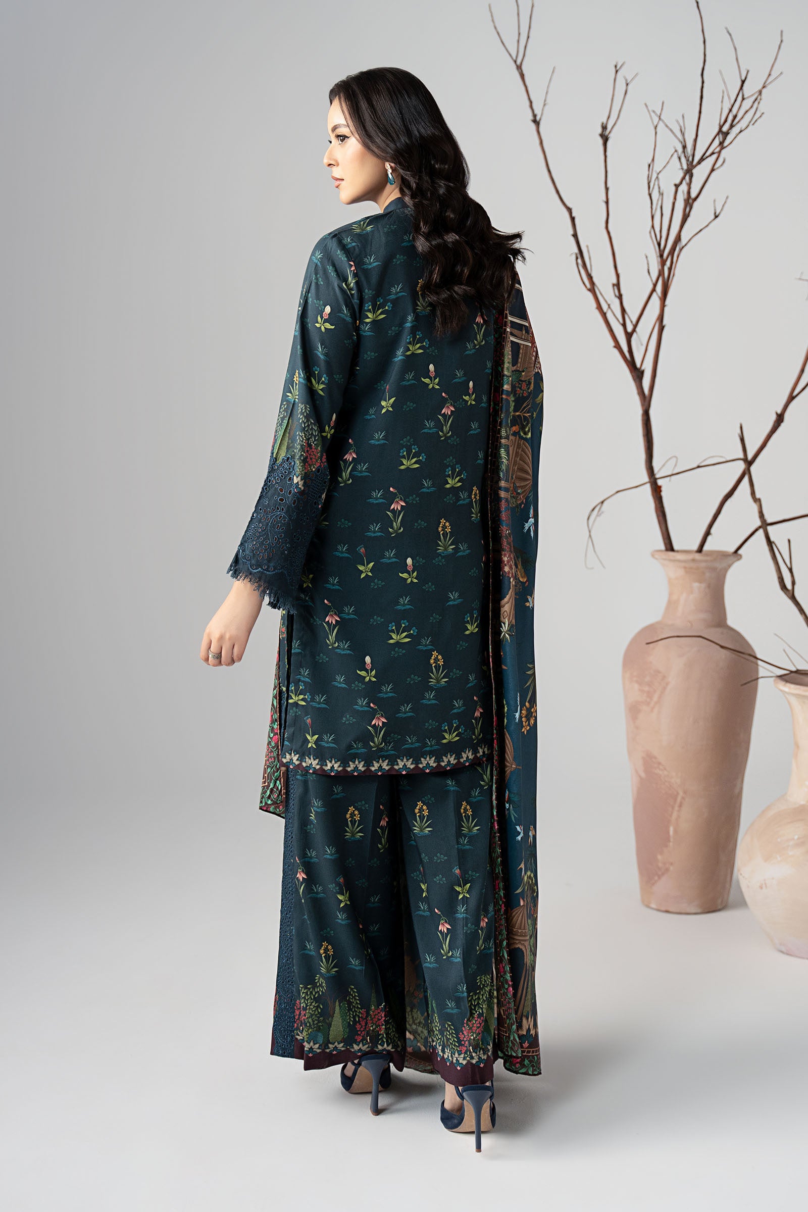3 Piece Embroidered Linen Suit