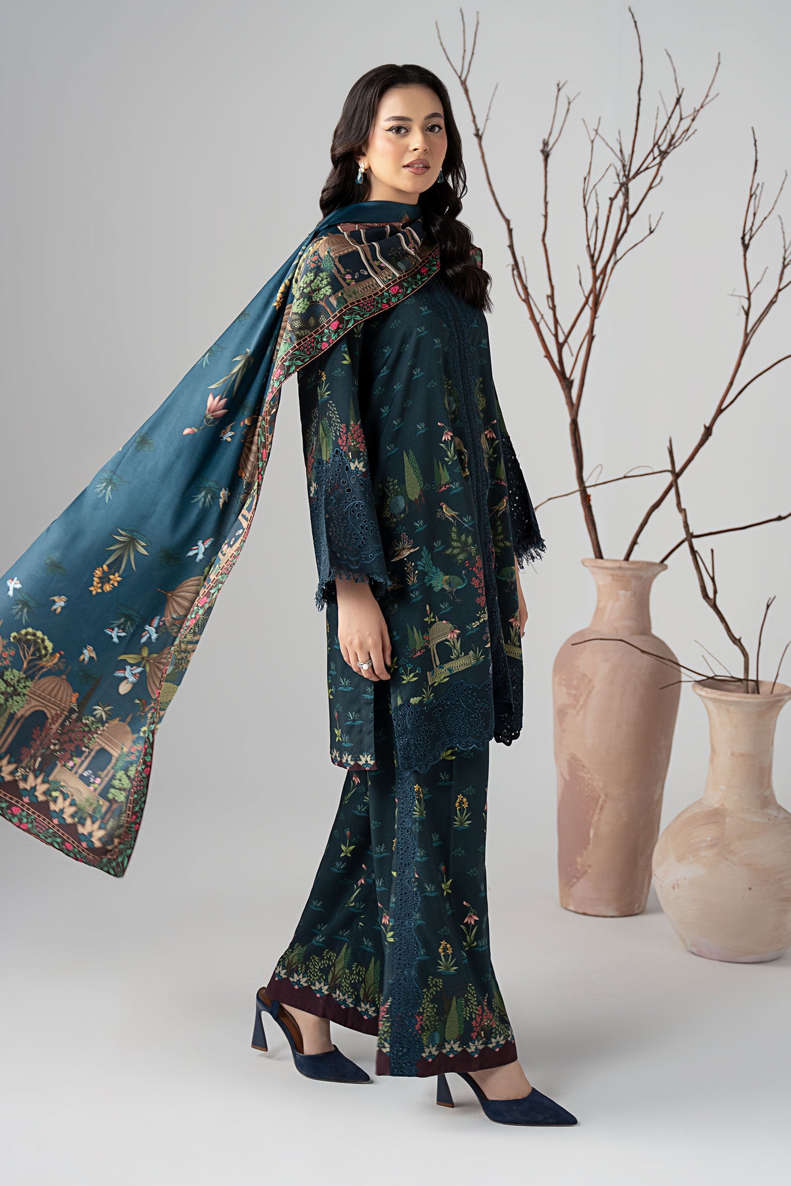 3 Piece Embroidered Linen Suit