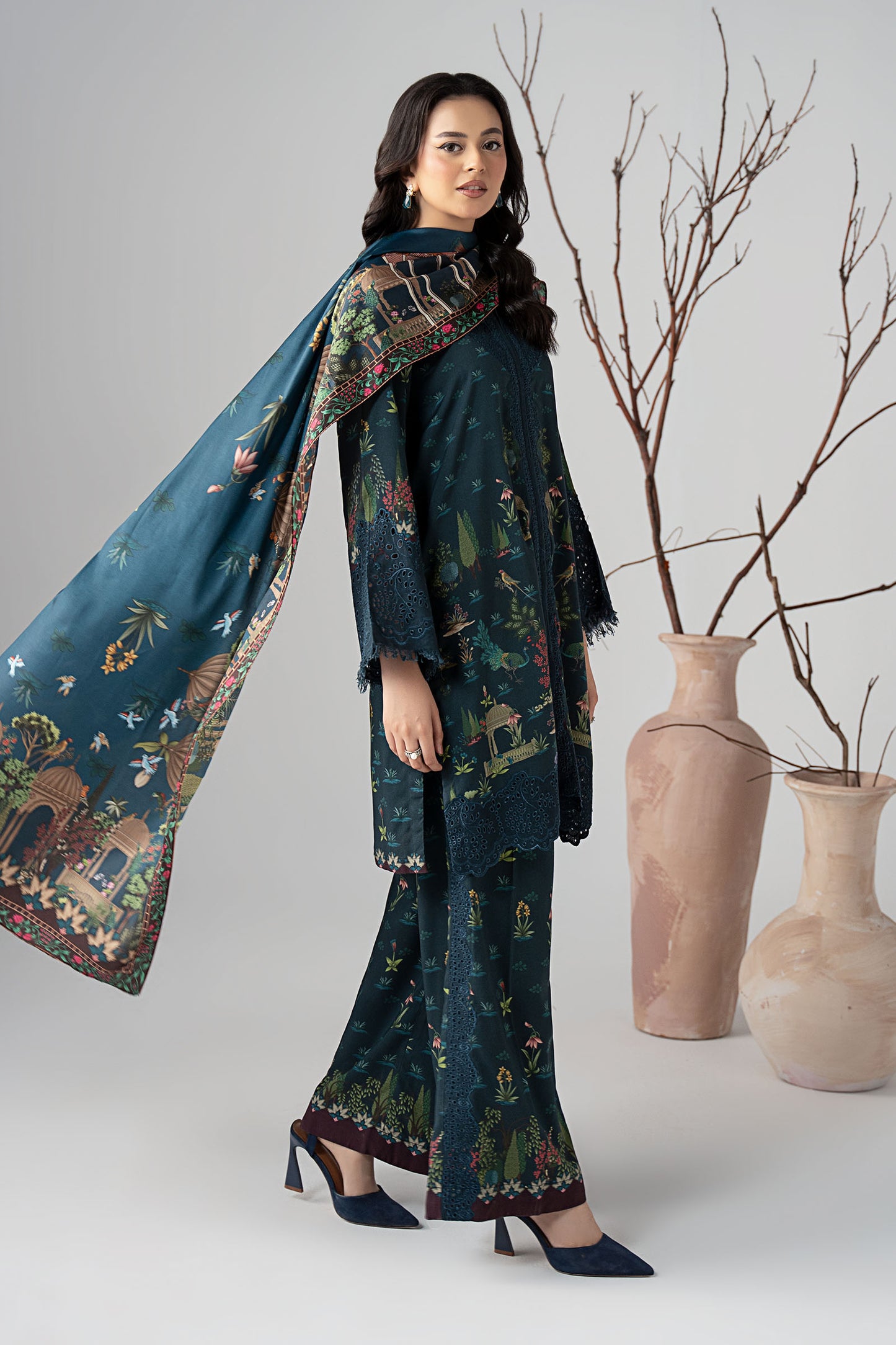 3 Piece Embroidered Linen Suit