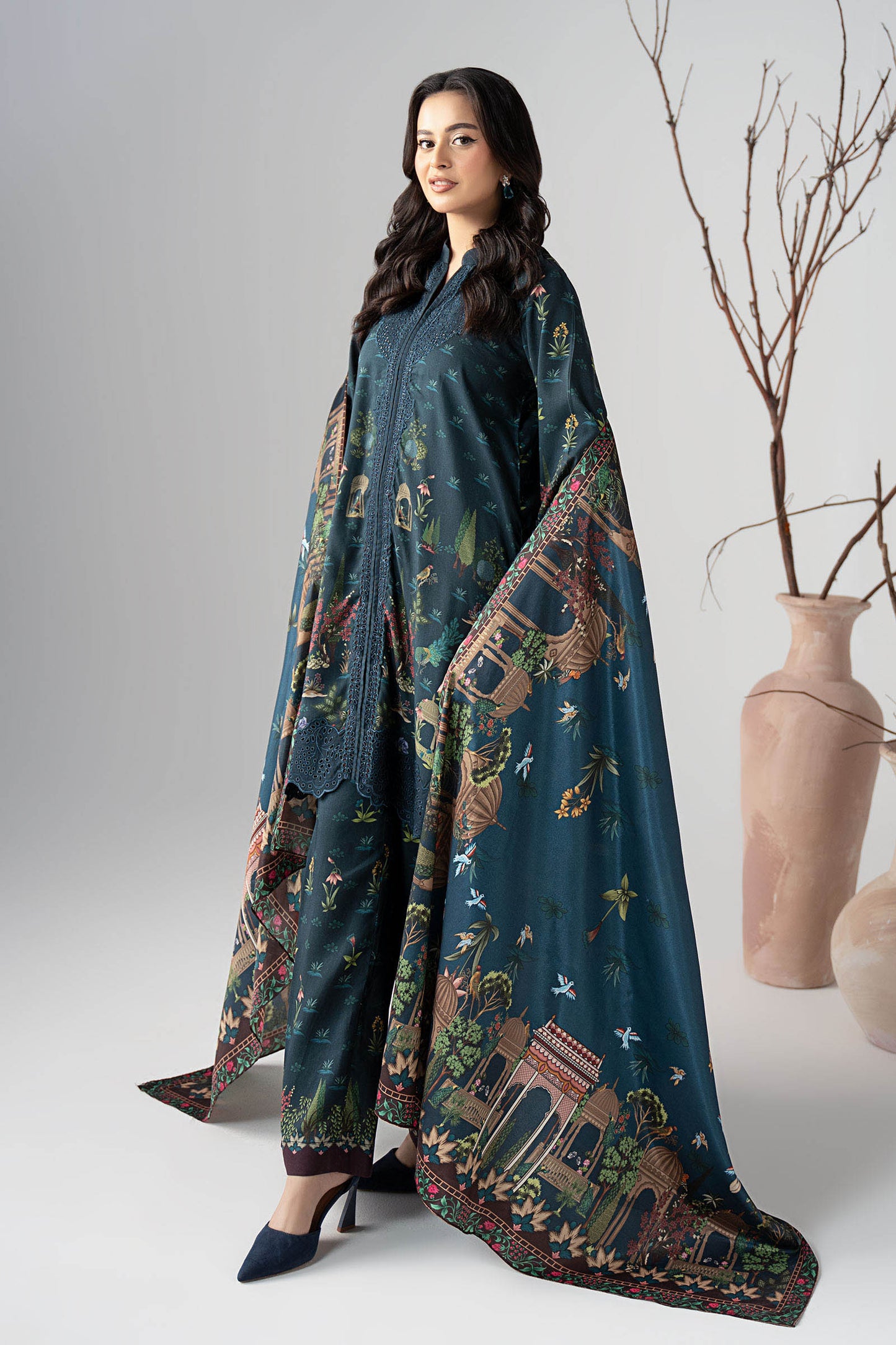 3 Piece Embroidered Linen Suit