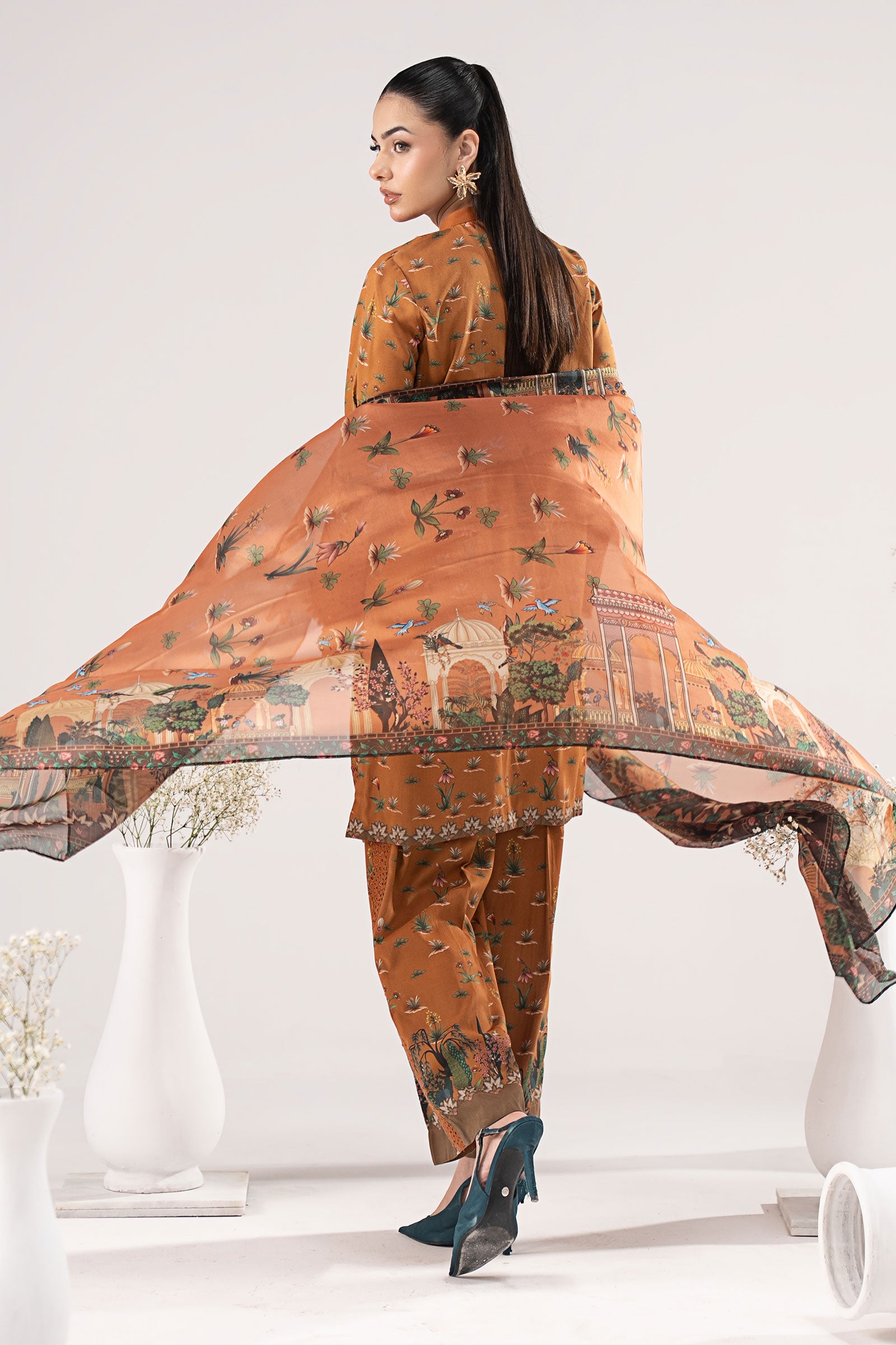 3 Piece Embroidered Linen Suit