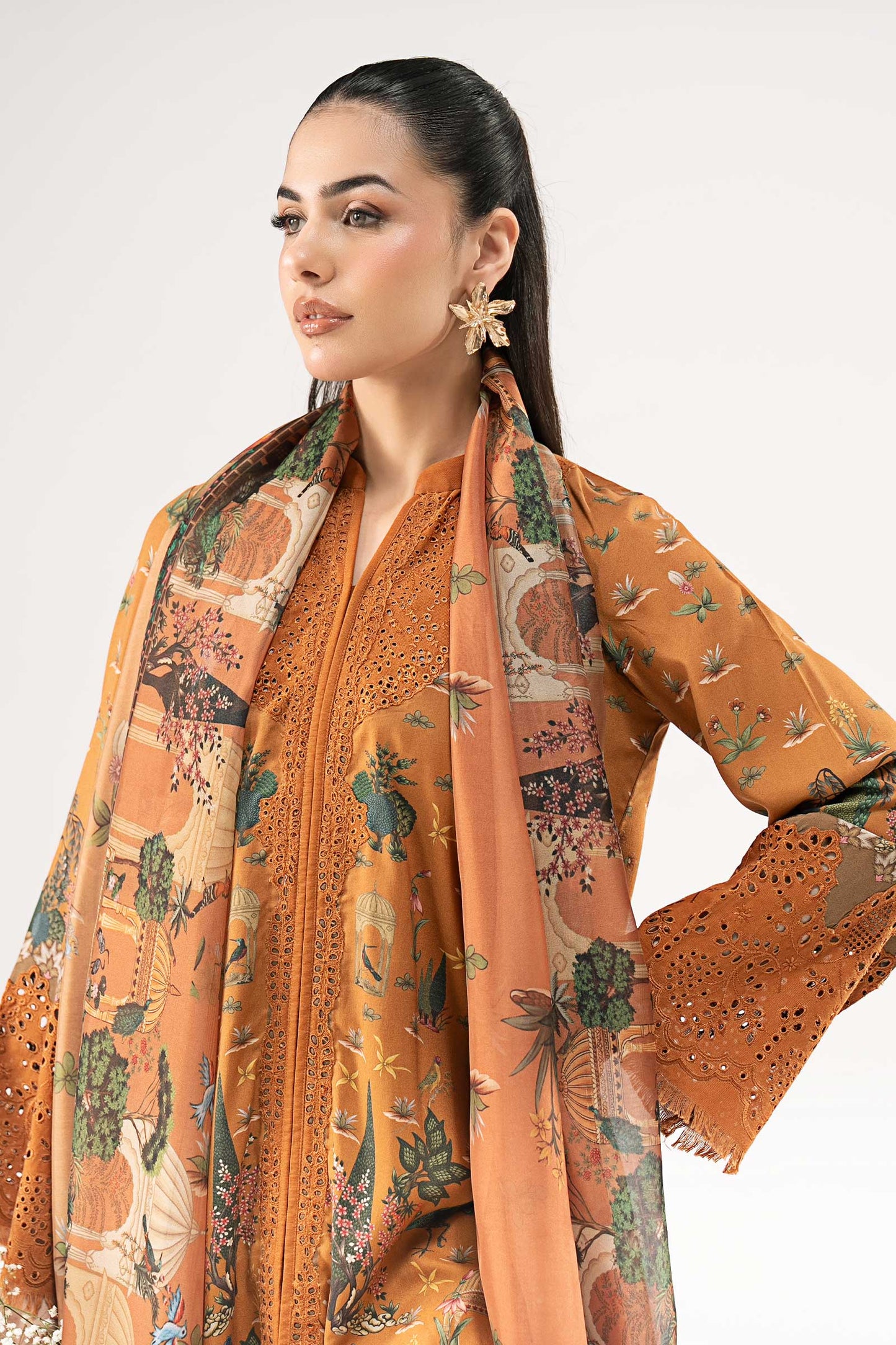 3 Piece Embroidered Linen Suit