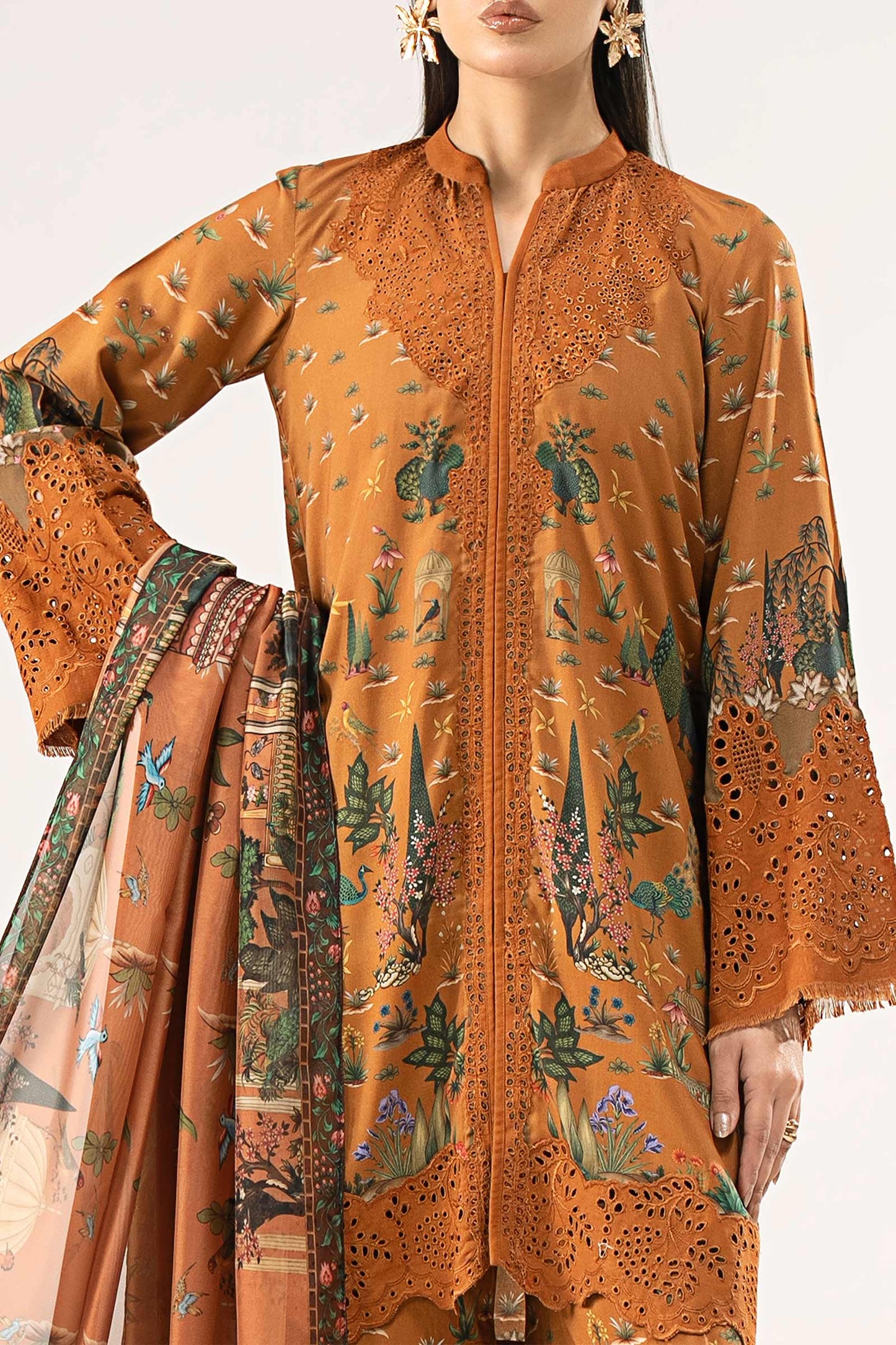 3 Piece Embroidered Linen Suit