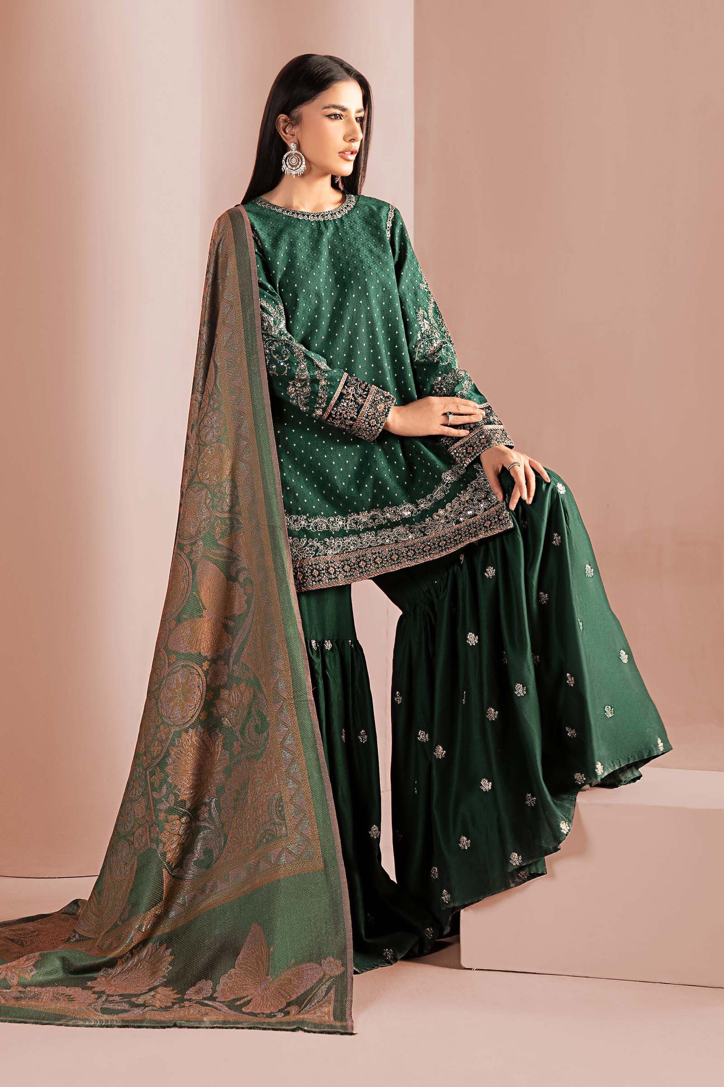 3 Piece Embroidered Viscose Suit