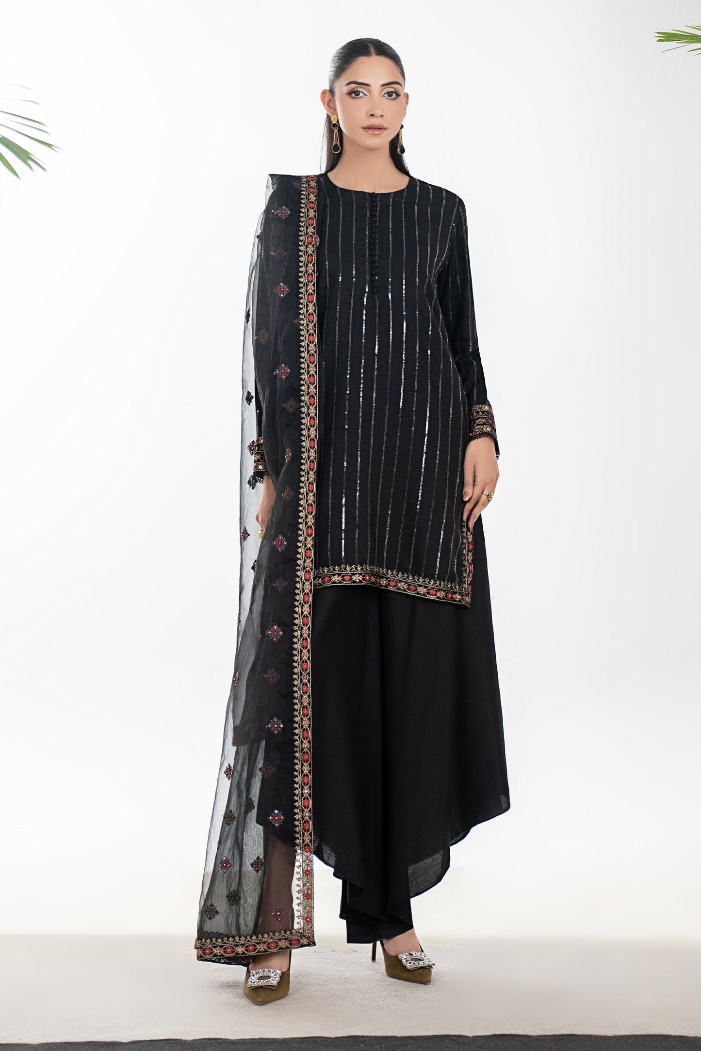 3 Piece Embroidered Linen Suit