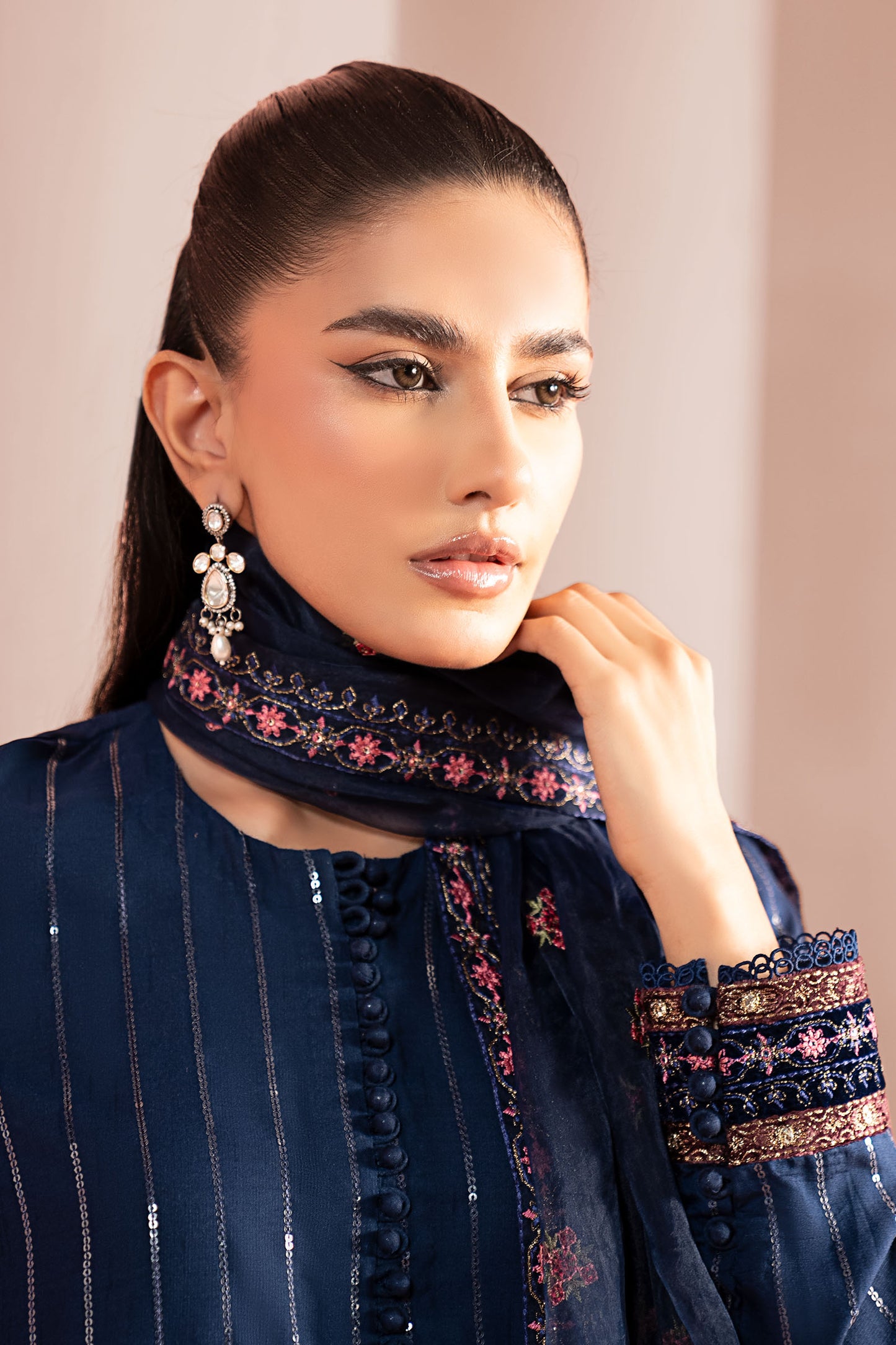 3 Piece Embroidered Linen Suit