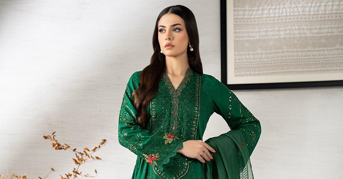 3 Piece Embroidered Linen Suit