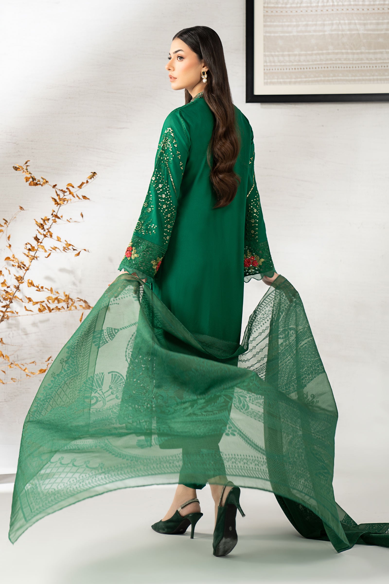 3 Piece Embroidered Linen Suit