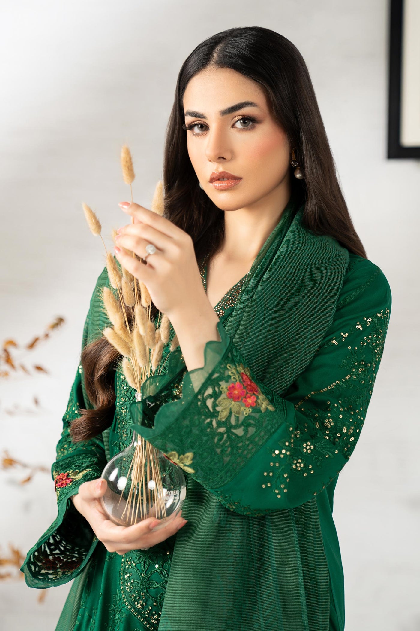 3 Piece Embroidered Linen Suit