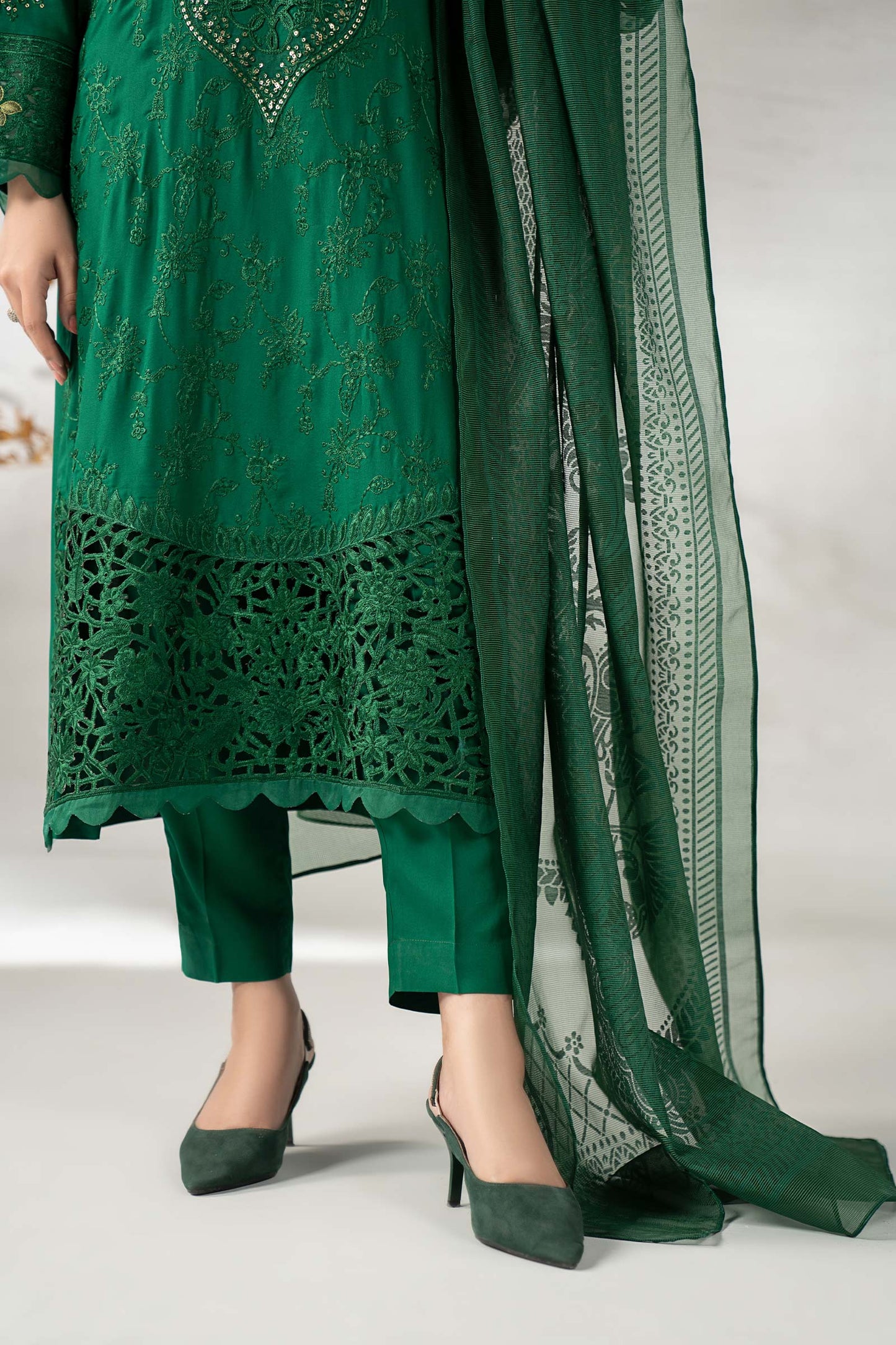 3 Piece Embroidered Linen Suit