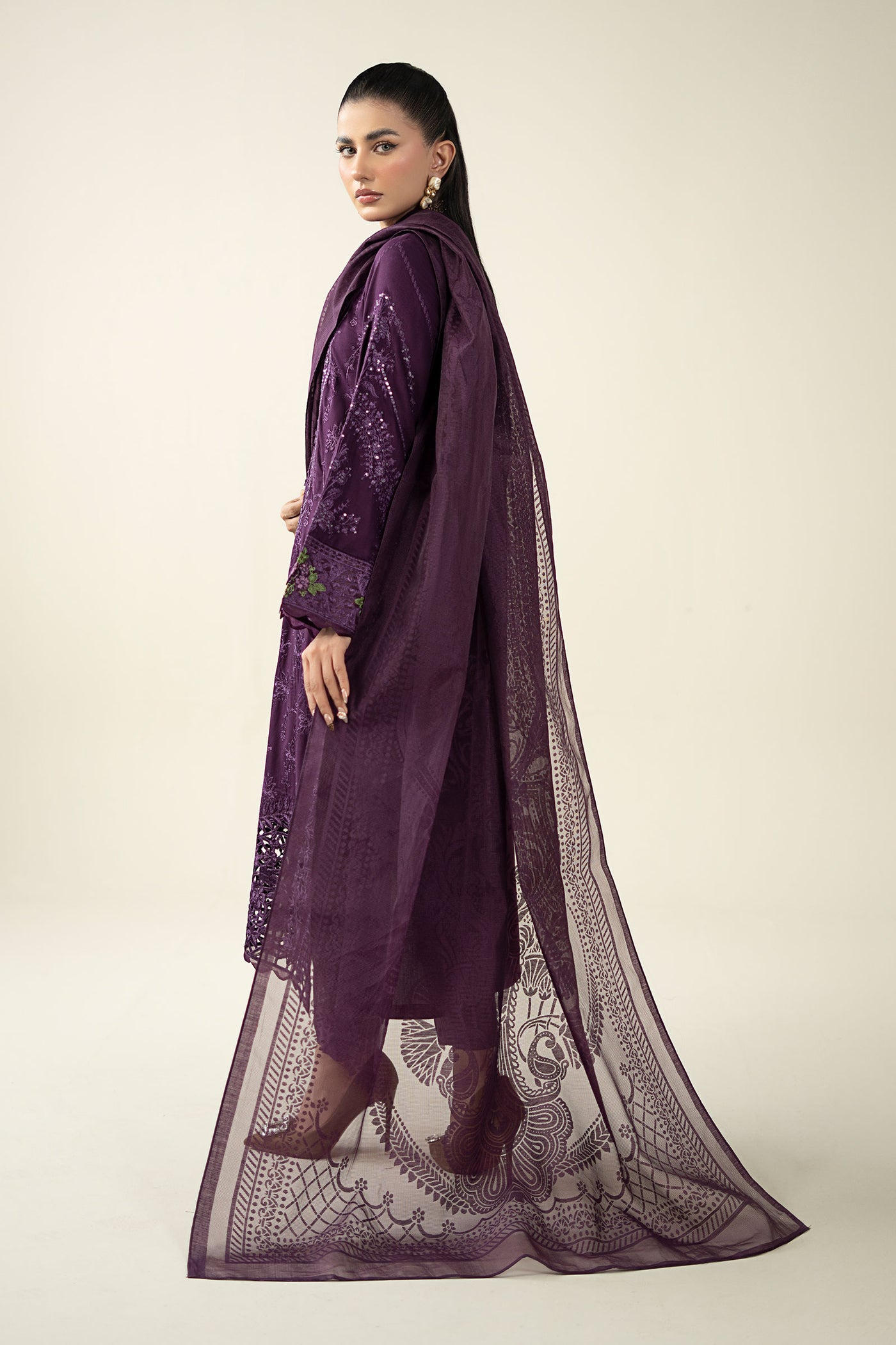 3 Piece Embroidered Linen Suit