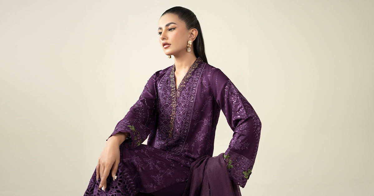 3 Piece Embroidered Linen Suit