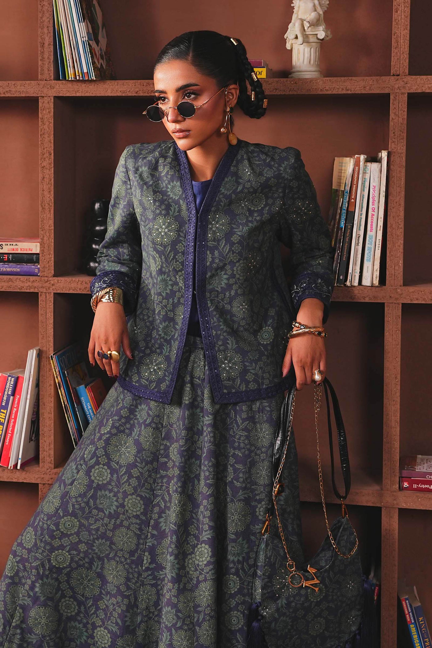 Embroidered Pk Raw Silk Skirt Set