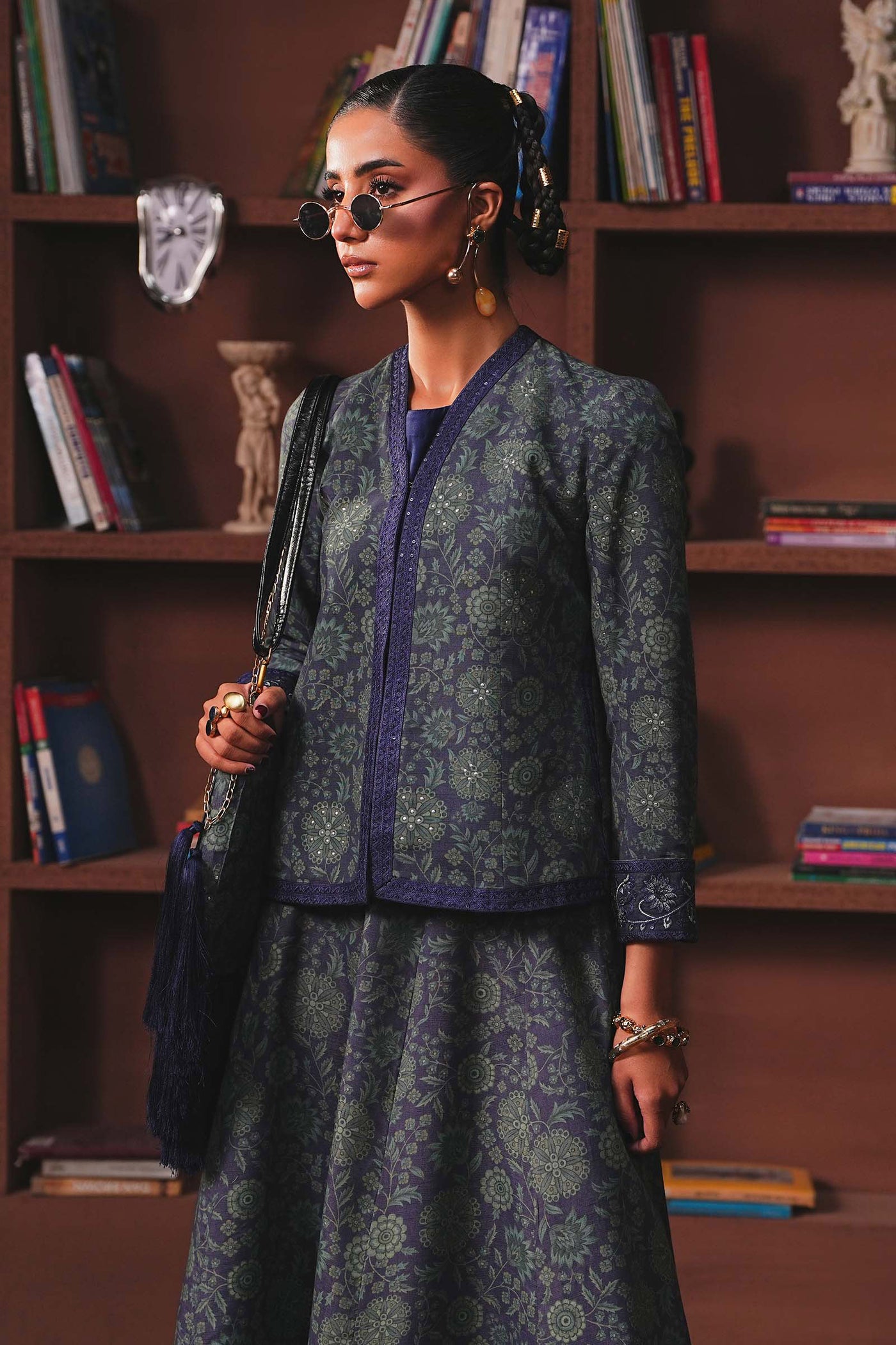 Embroidered Pk Raw Silk Skirt Set