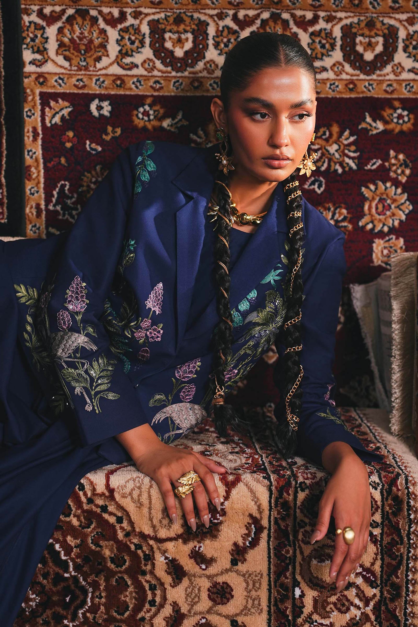 Embroidered Marina Twill Blazer Set