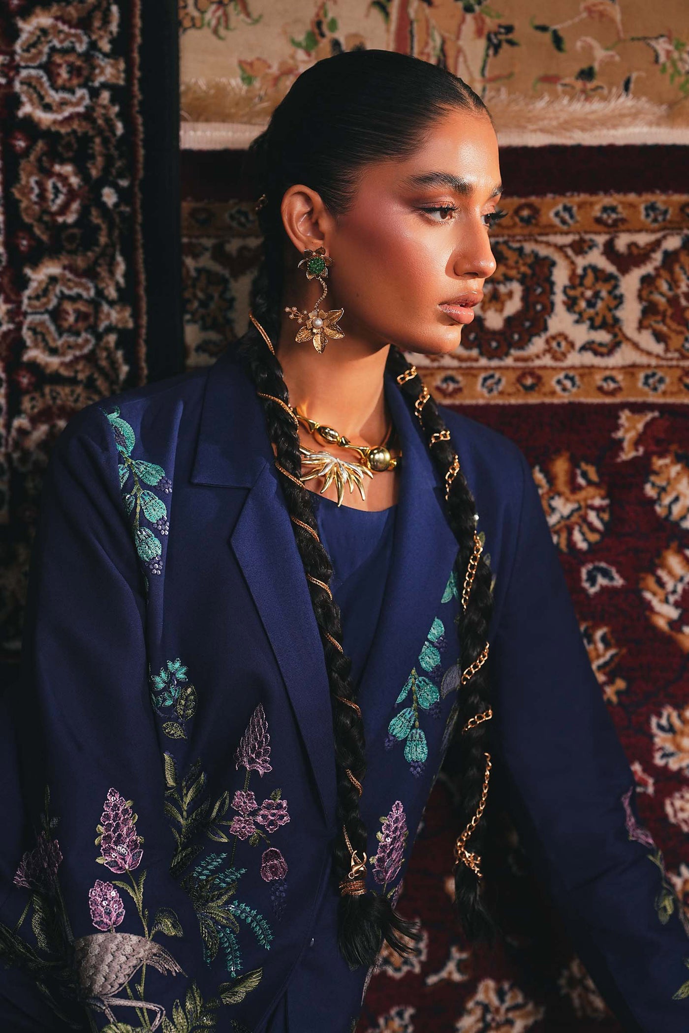 Embroidered Marina Twill Blazer Set