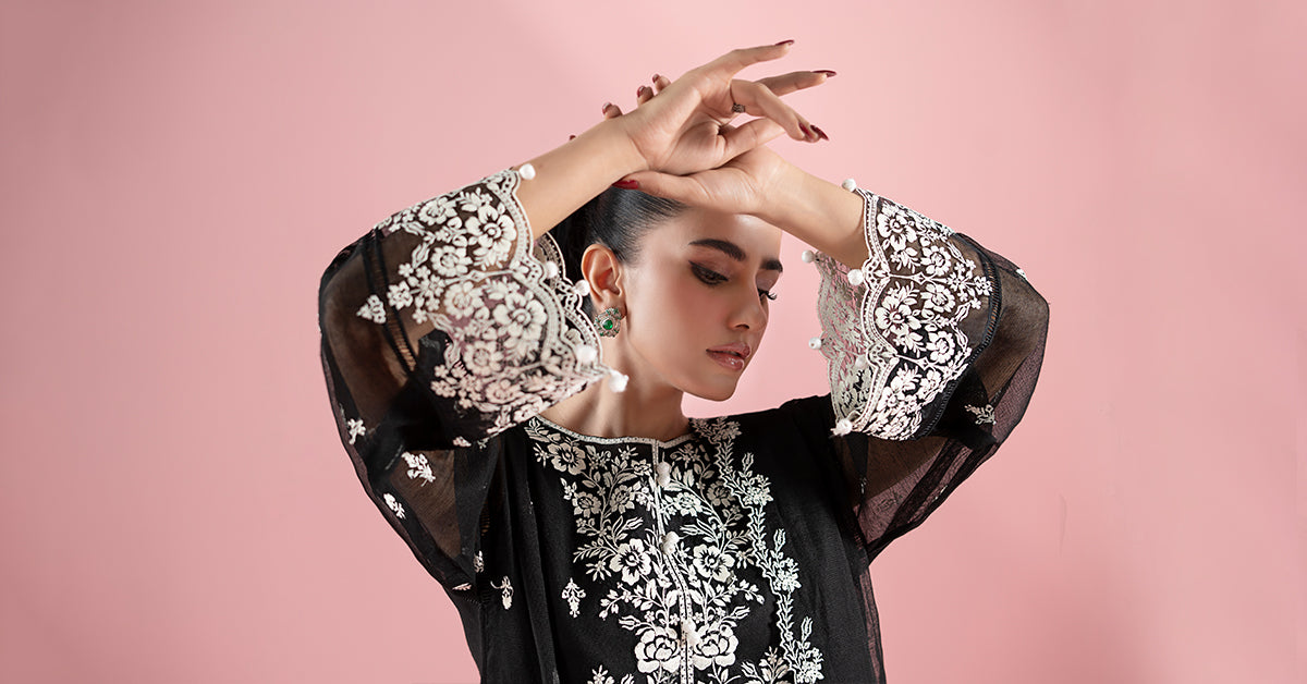 3 Piece Embroidered Cotton Net Suit