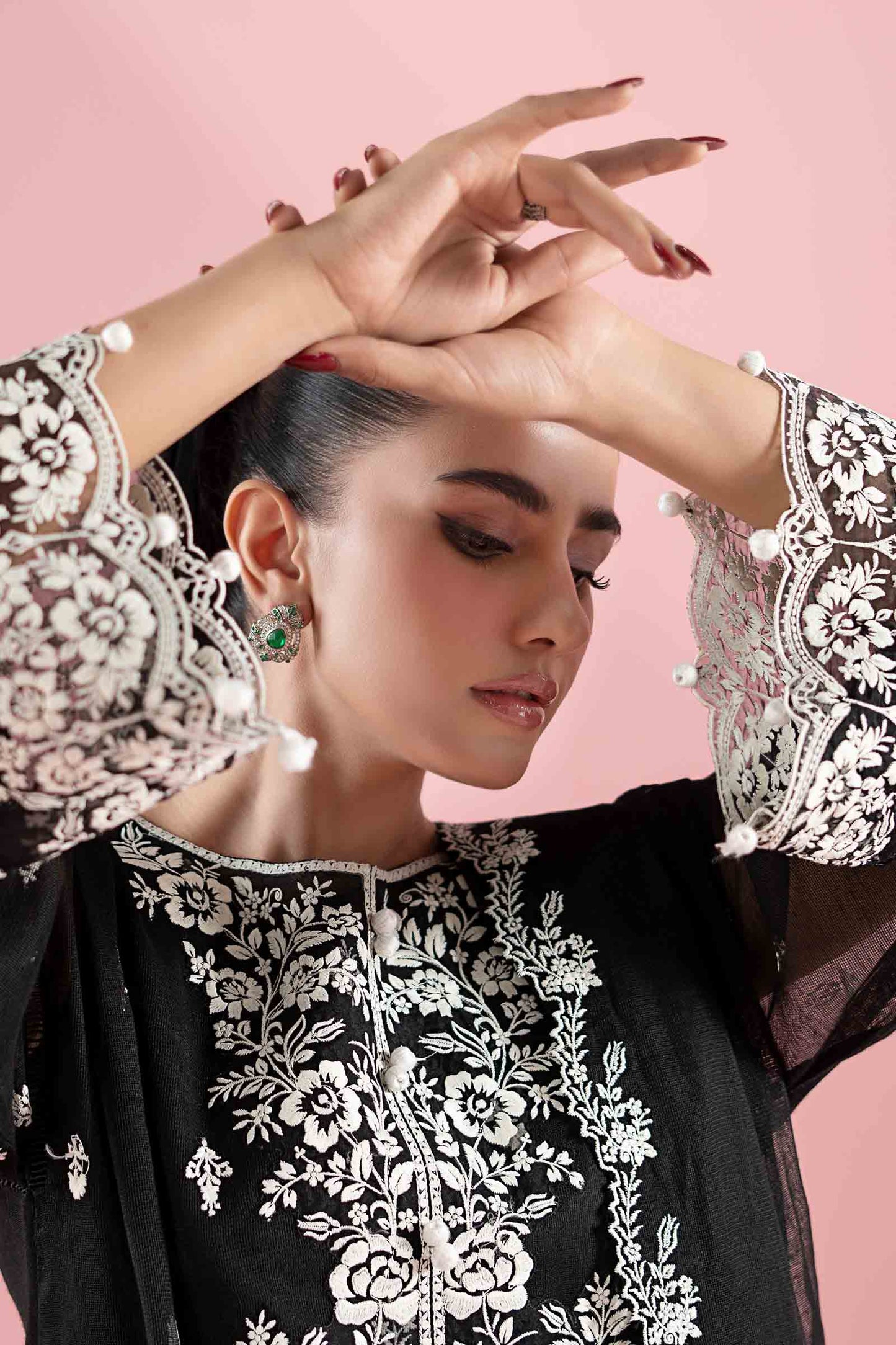 3 Piece Embroidered Cotton Net Suit