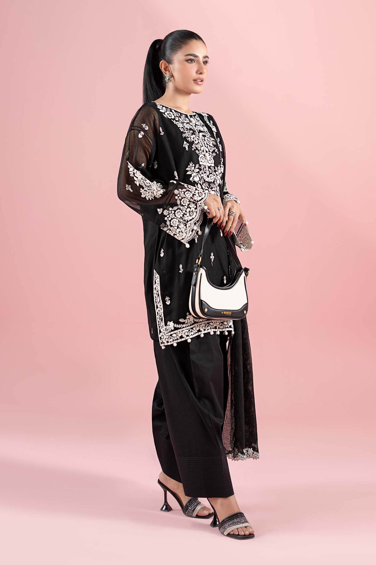 3 Piece Embroidered Cotton Net Suit