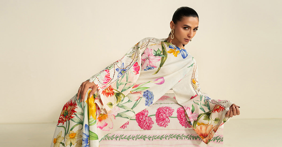 3 Piece Embroidered Raw Silk Suit