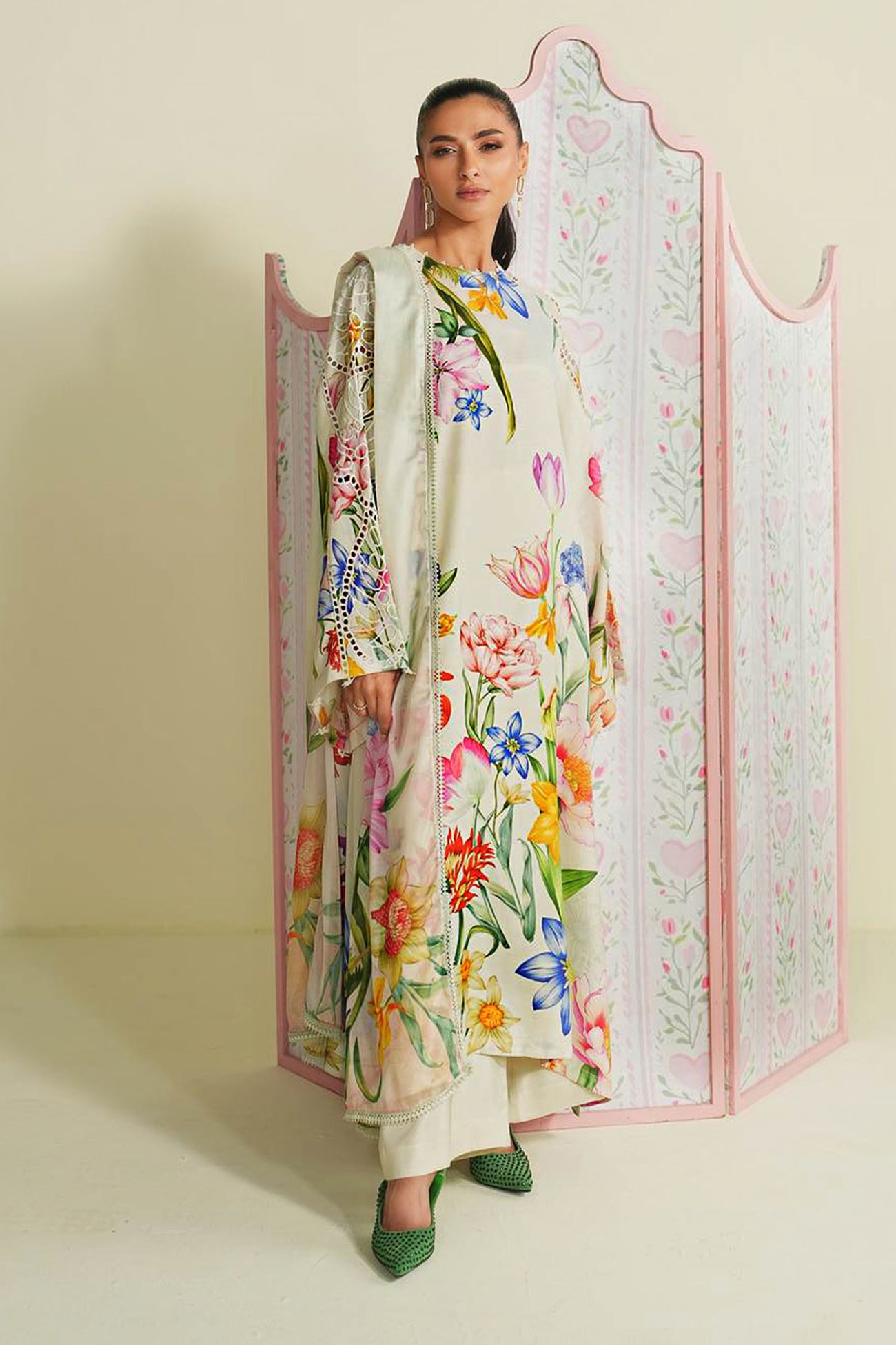 3 Piece Embroidered Raw Silk Suit