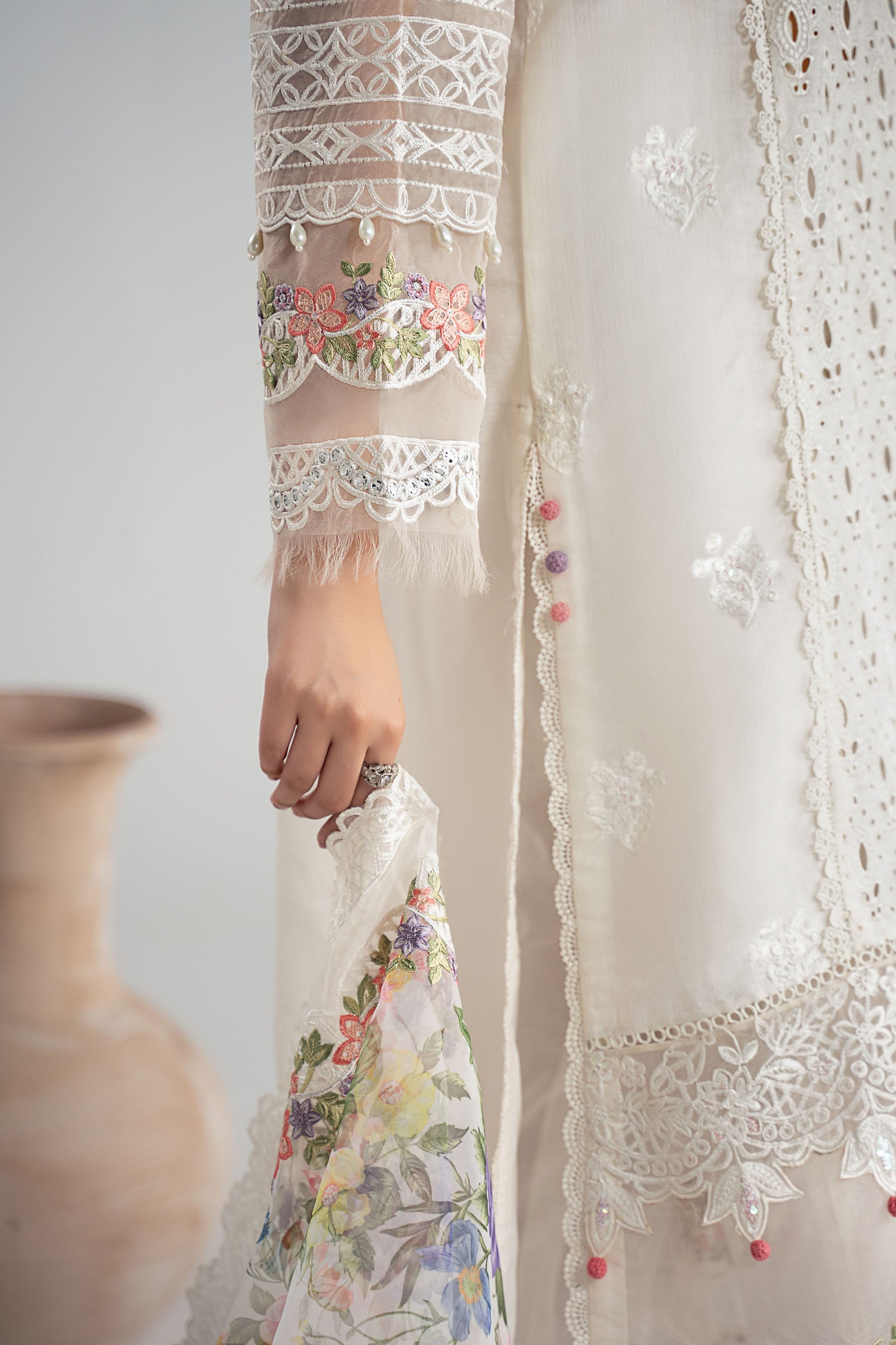 3 Piece Embroidered Dobby Suit