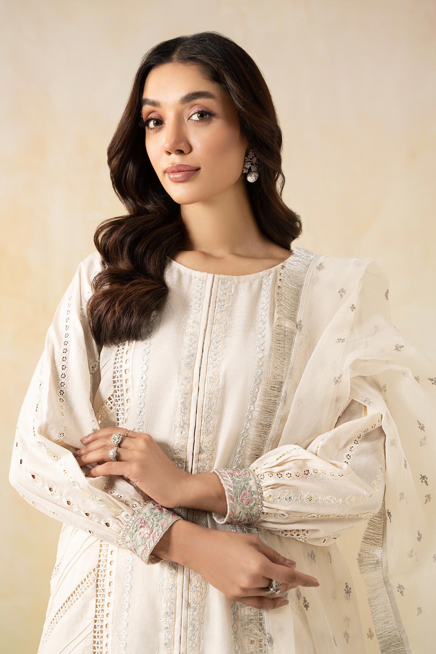 3 Piece Embroidered Dobby Suit | DW-EF25-28