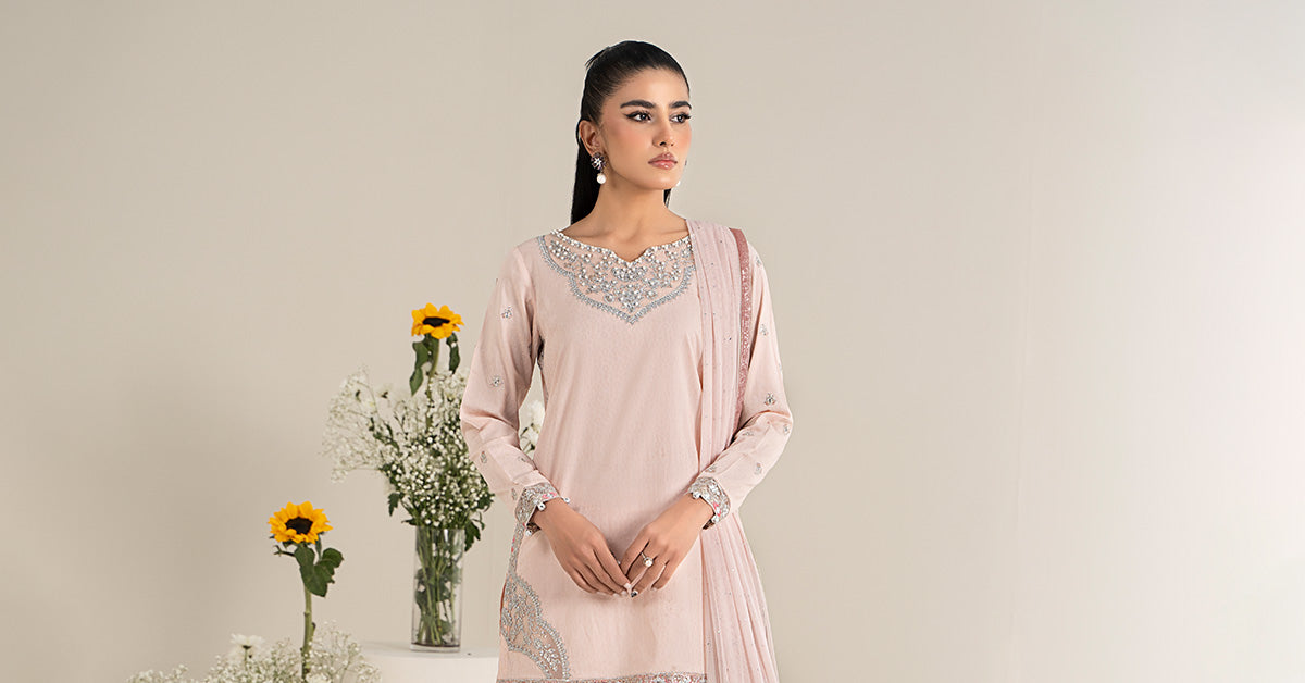 3 Piece Embroidered Dobby Lawn Suit